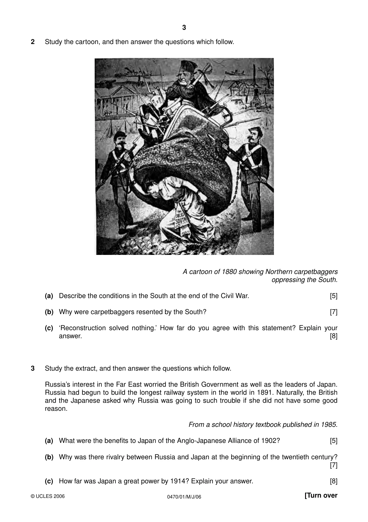 Cambridge IGCSE History 0470 2006 May/June Paper 1 · Variant 1 question paper, page 3 of 20
