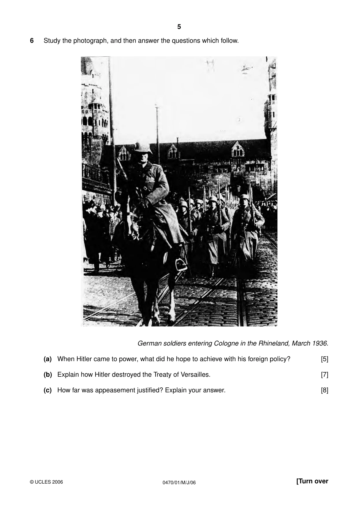 Cambridge IGCSE History 0470 2006 May/June Paper 1 · Variant 1 question paper, page 5 of 20
