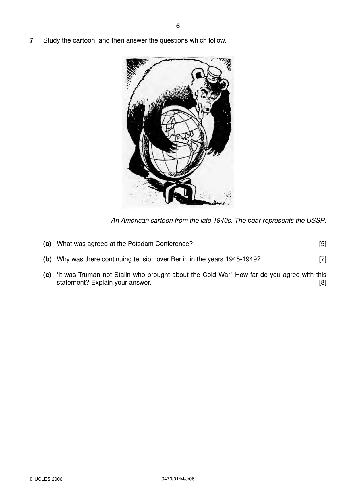Cambridge IGCSE History 0470 2006 May/June Paper 1 · Variant 1 question paper, page 6 of 20