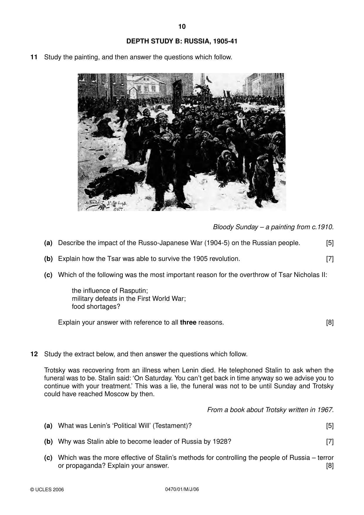 Cambridge IGCSE History 0470 2006 May/June Paper 1 · Variant 1 question paper, page 10 of 20