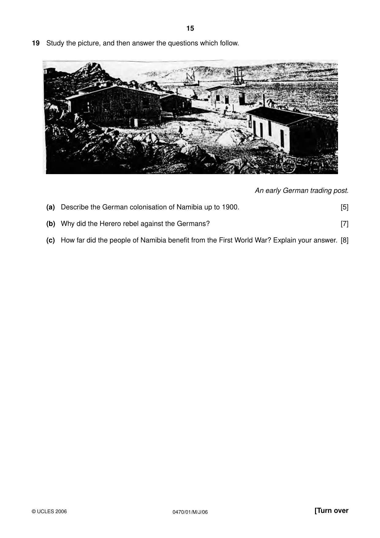 Cambridge IGCSE History 0470 2006 May/June Paper 1 · Variant 1 question paper, page 15 of 20