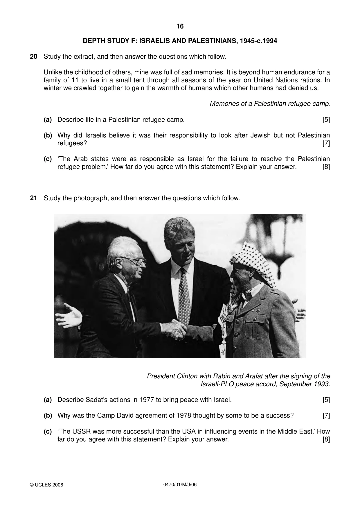 Cambridge IGCSE History 0470 2006 May/June Paper 1 · Variant 1 question paper, page 16 of 20