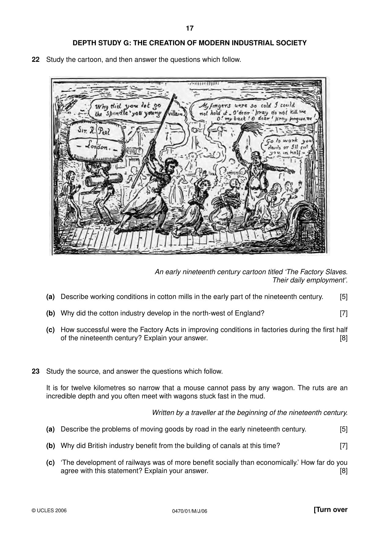 Cambridge IGCSE History 0470 2006 May/June Paper 1 · Variant 1 question paper, page 17 of 20