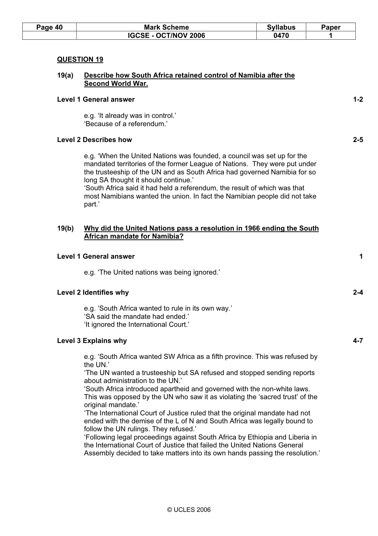 Mark scheme, page 40 of 53