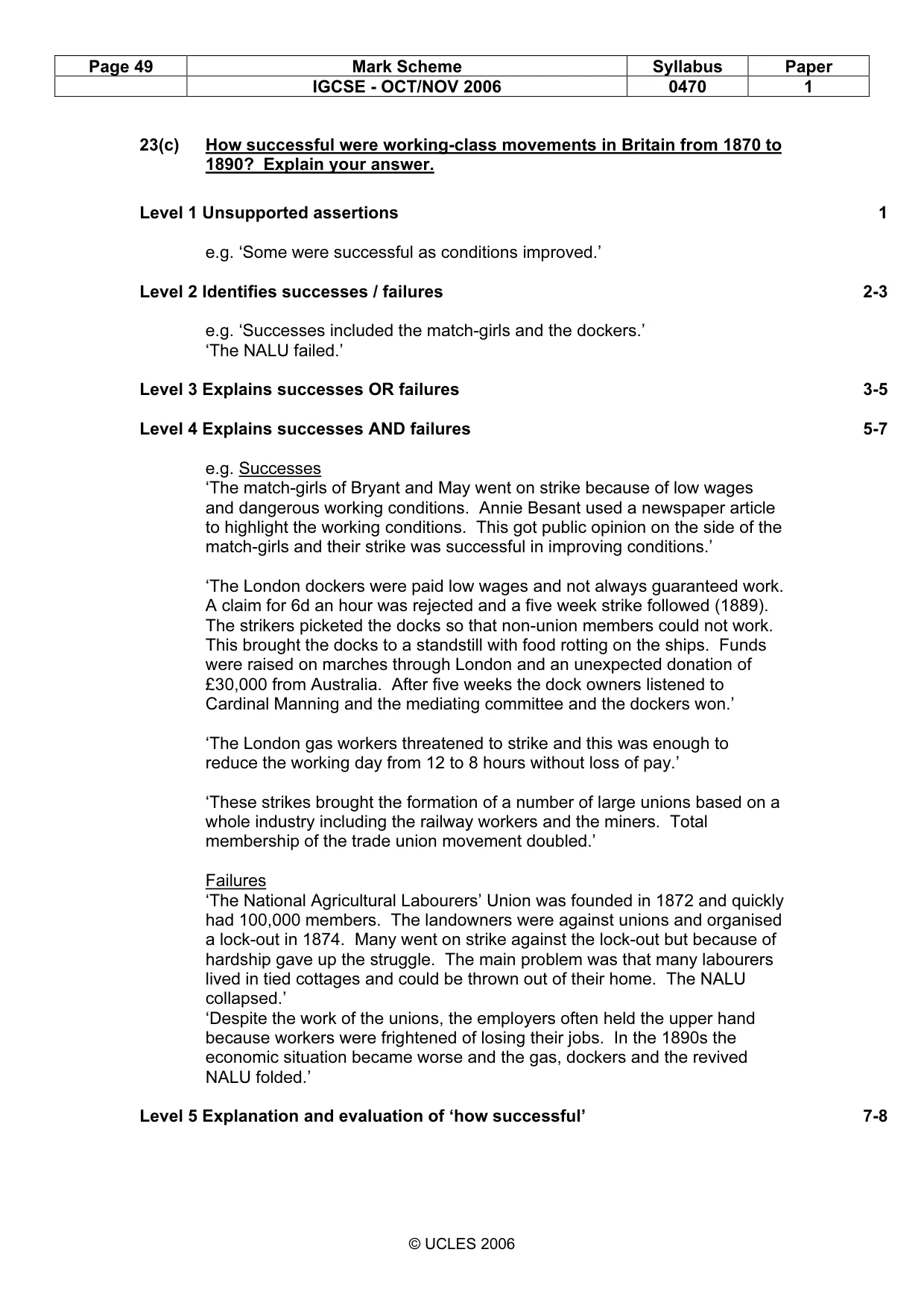 Mark scheme, page 49 of 53