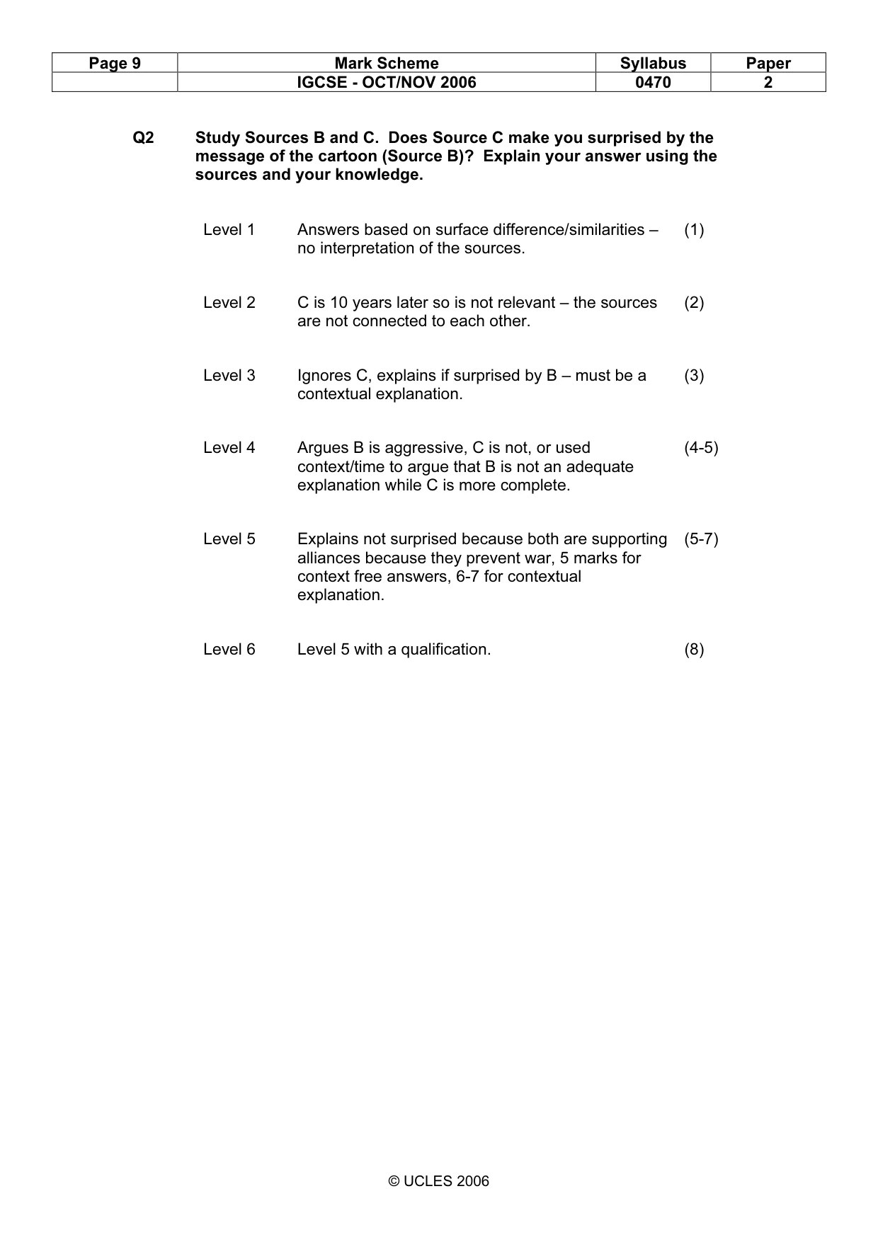 Mark scheme, page 9 of 13