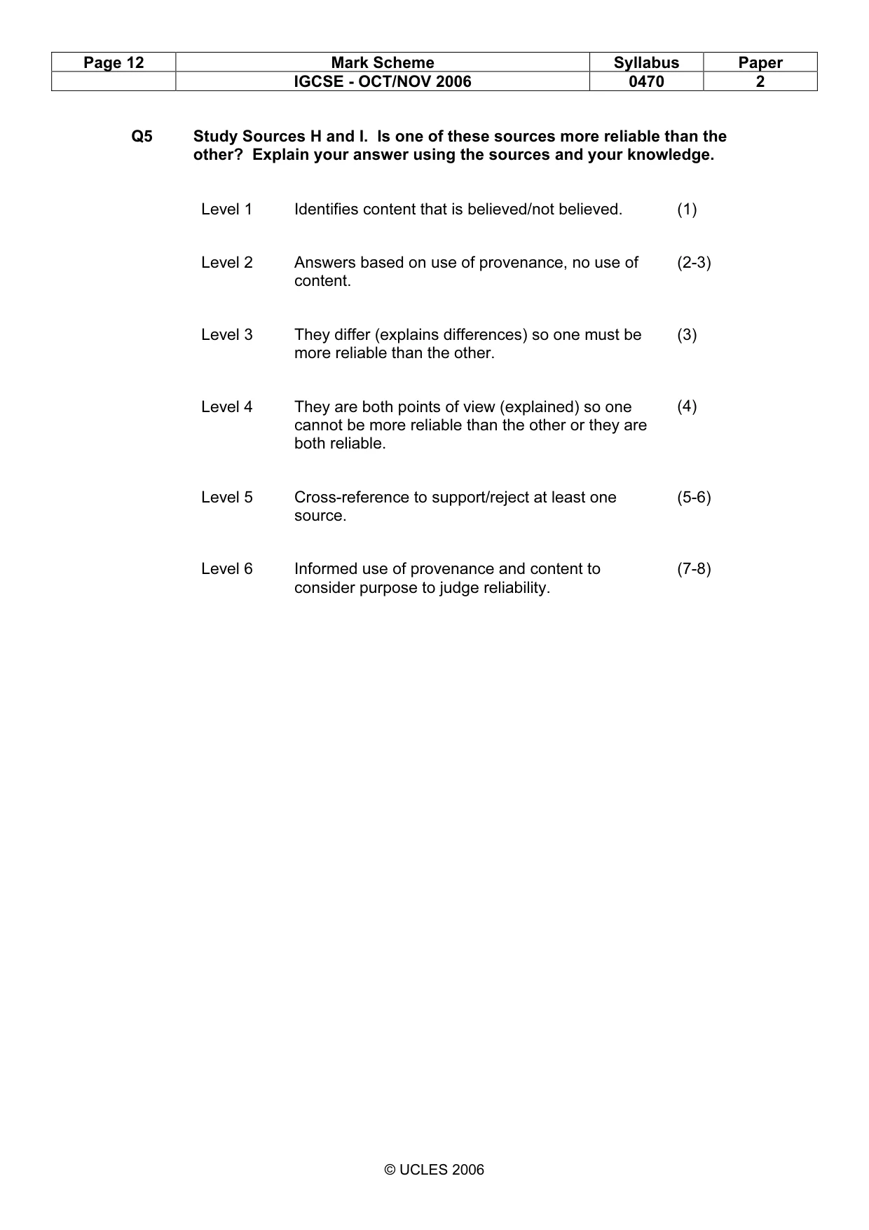 Mark scheme, page 12 of 13