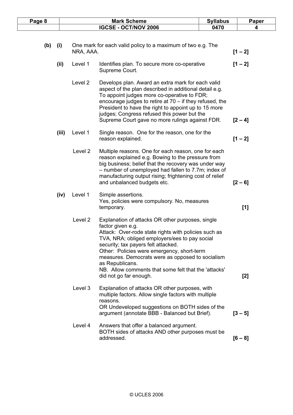 Mark scheme, page 8 of 18
