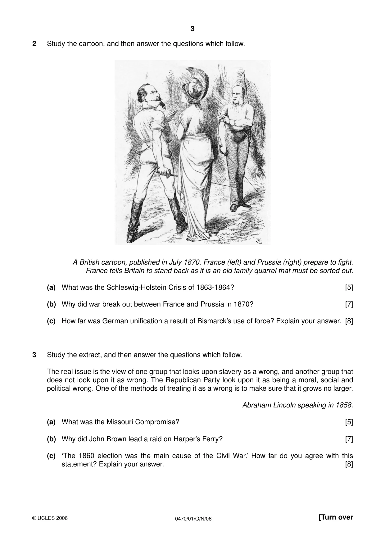 Cambridge IGCSE History 0470 2006 Oct/Nov Paper 1 · Variant 1 question paper, page 3 of 20