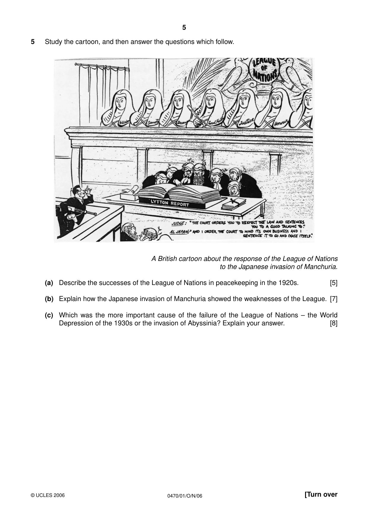 Cambridge IGCSE History 0470 2006 Oct/Nov Paper 1 · Variant 1 question paper, page 5 of 20