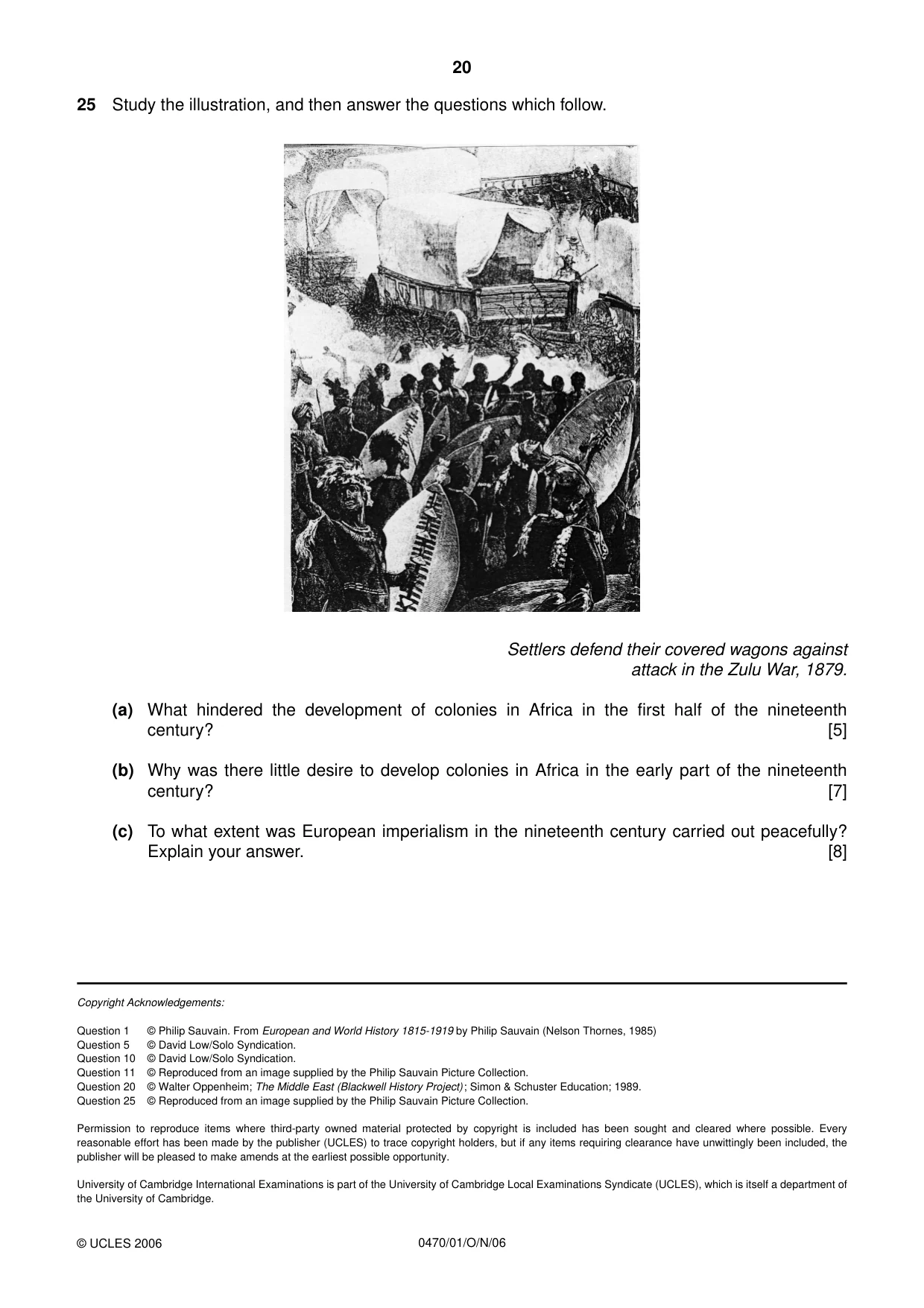 Cambridge IGCSE History 0470 2006 Oct/Nov Paper 1 · Variant 1 question paper, page 20 of 20