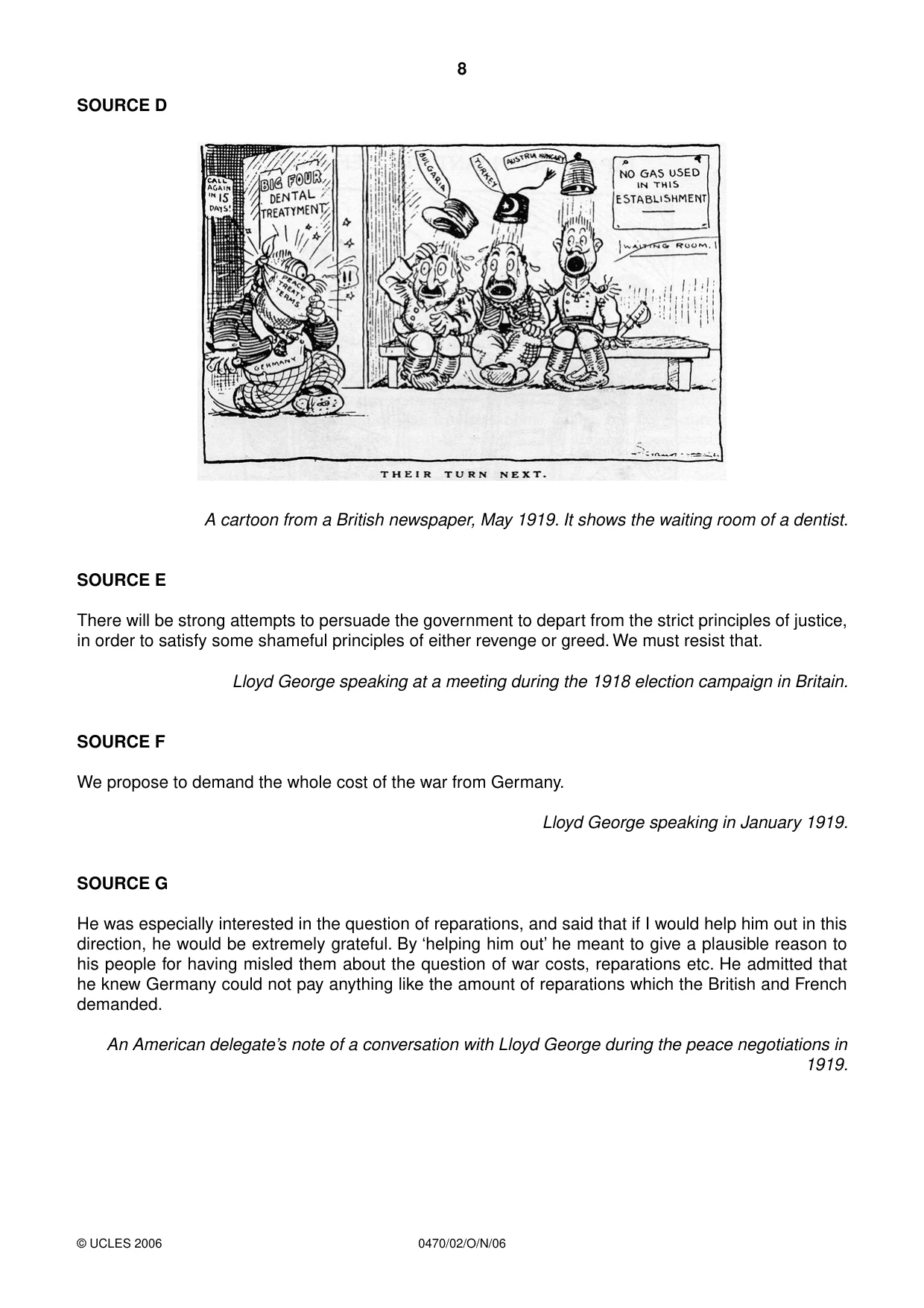 Cambridge IGCSE History 0470 2006 Oct/Nov Paper 2 · Variant 1 question paper, page 8 of 12