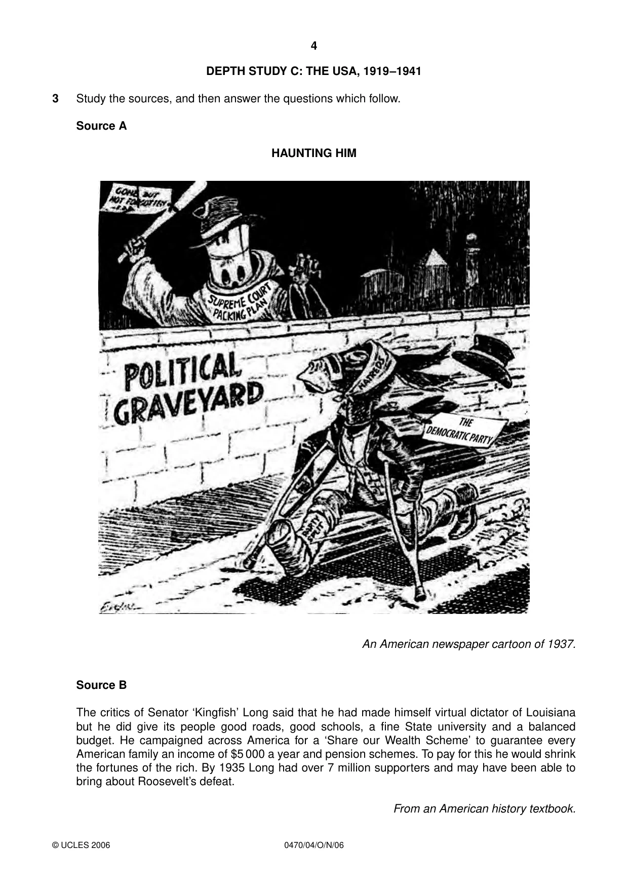 Cambridge IGCSE History 0470 2006 Oct/Nov Paper 4 · Variant 1 question paper, page 4 of 12