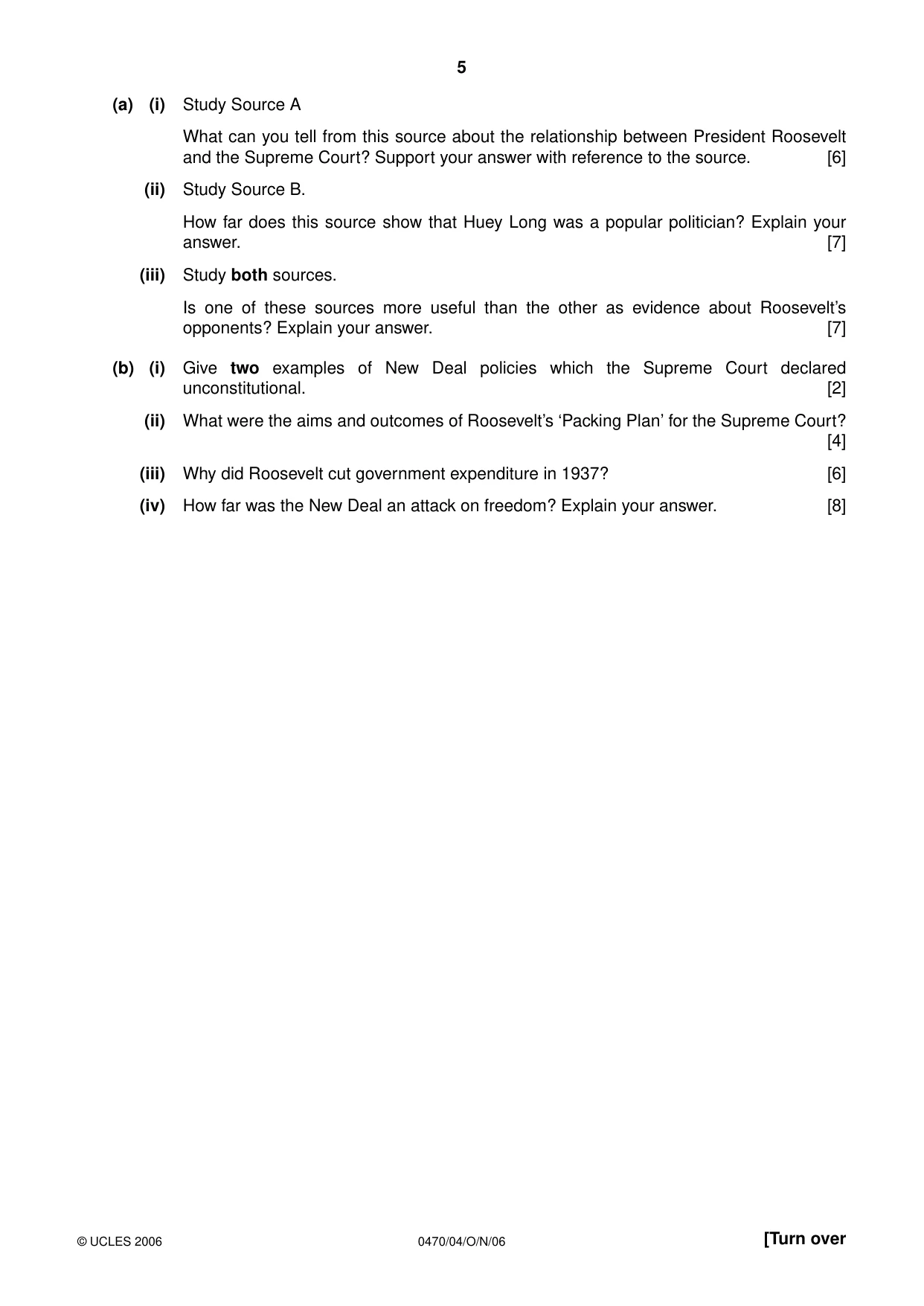 Cambridge IGCSE History 0470 2006 Oct/Nov Paper 4 · Variant 1 question paper, page 5 of 12