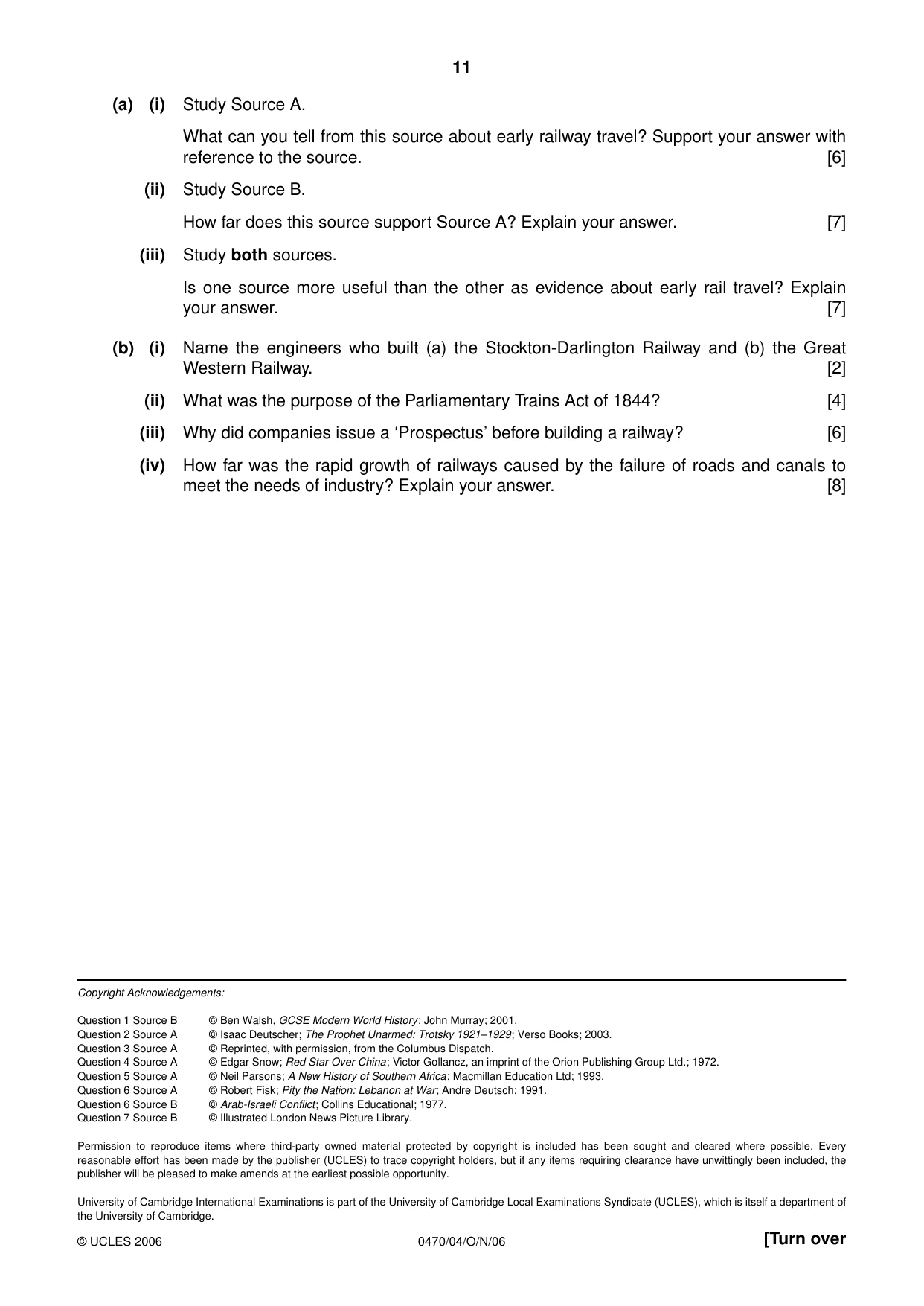 Cambridge IGCSE History 0470 2006 Oct/Nov Paper 4 · Variant 1 question paper, page 11 of 12