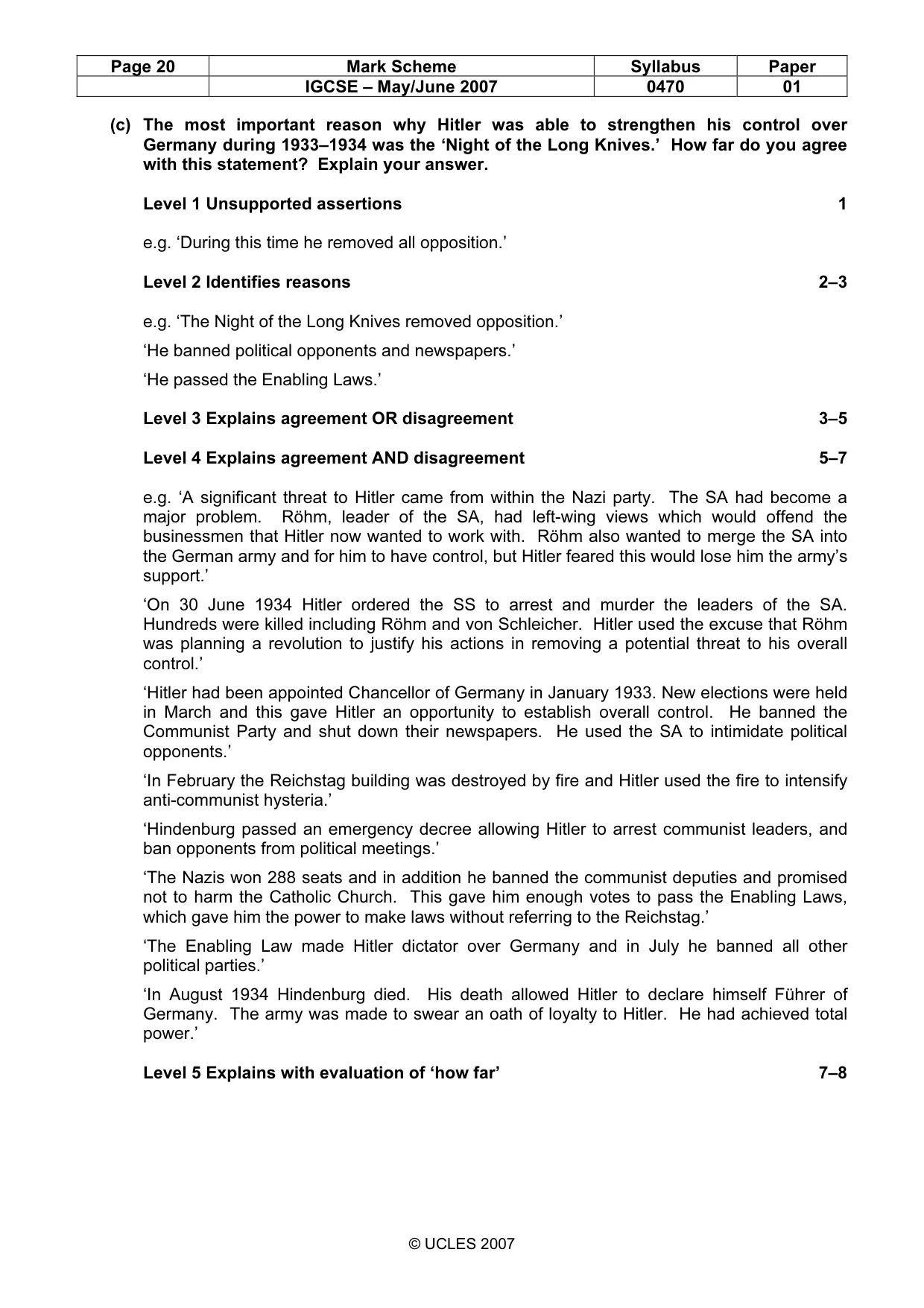 Mark scheme, page 20 of 52
