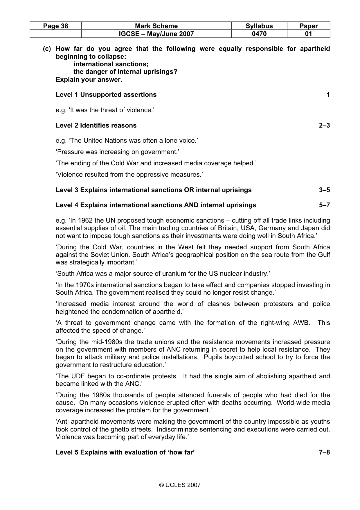Mark scheme, page 38 of 52