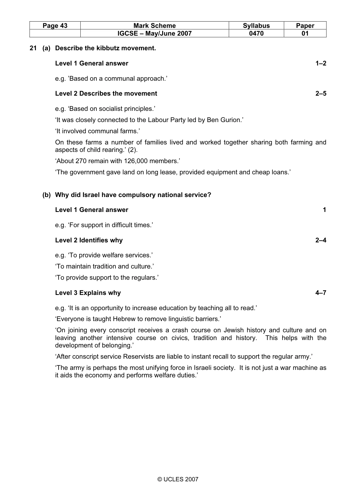 Mark scheme, page 43 of 52