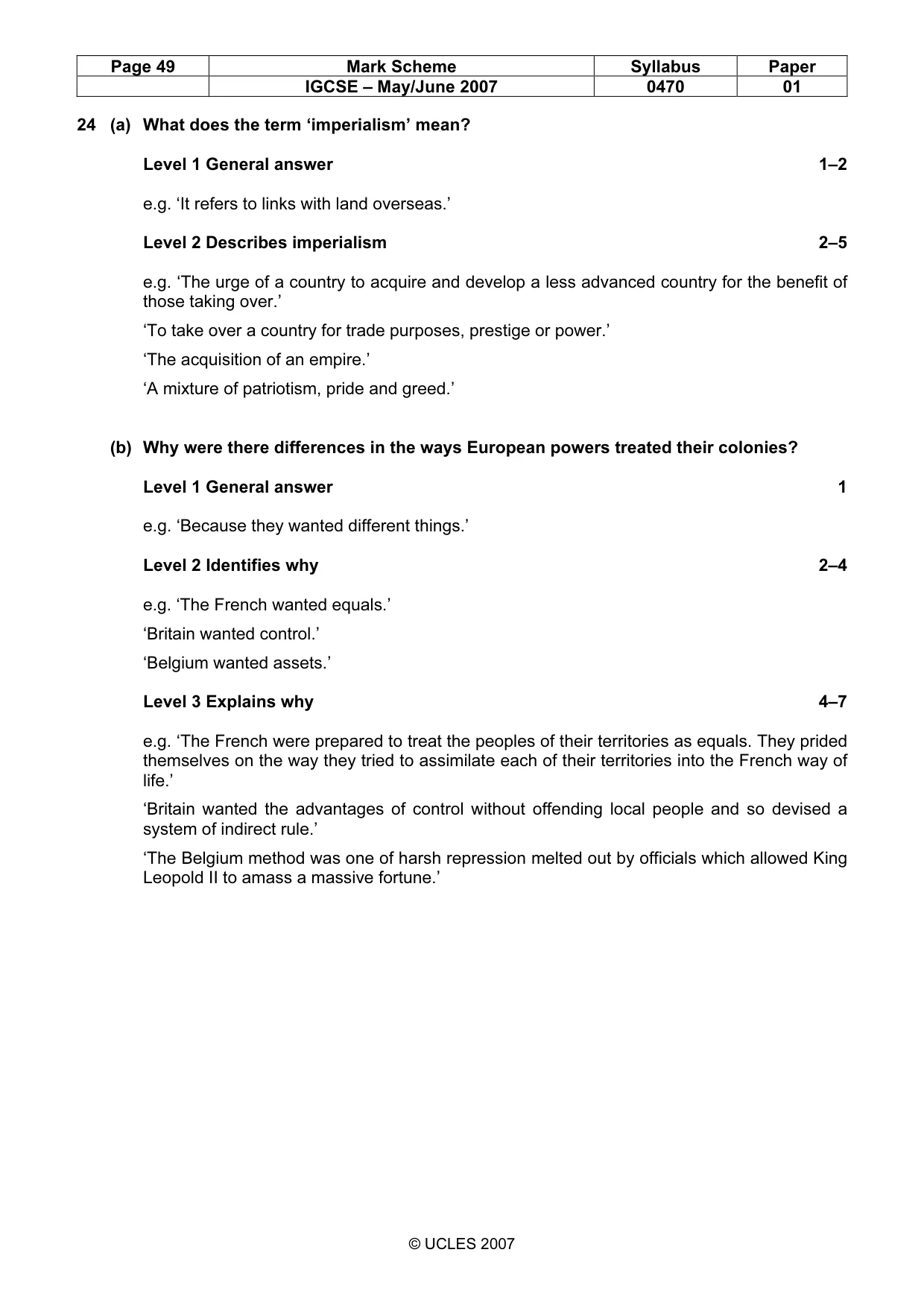 Mark scheme, page 49 of 52