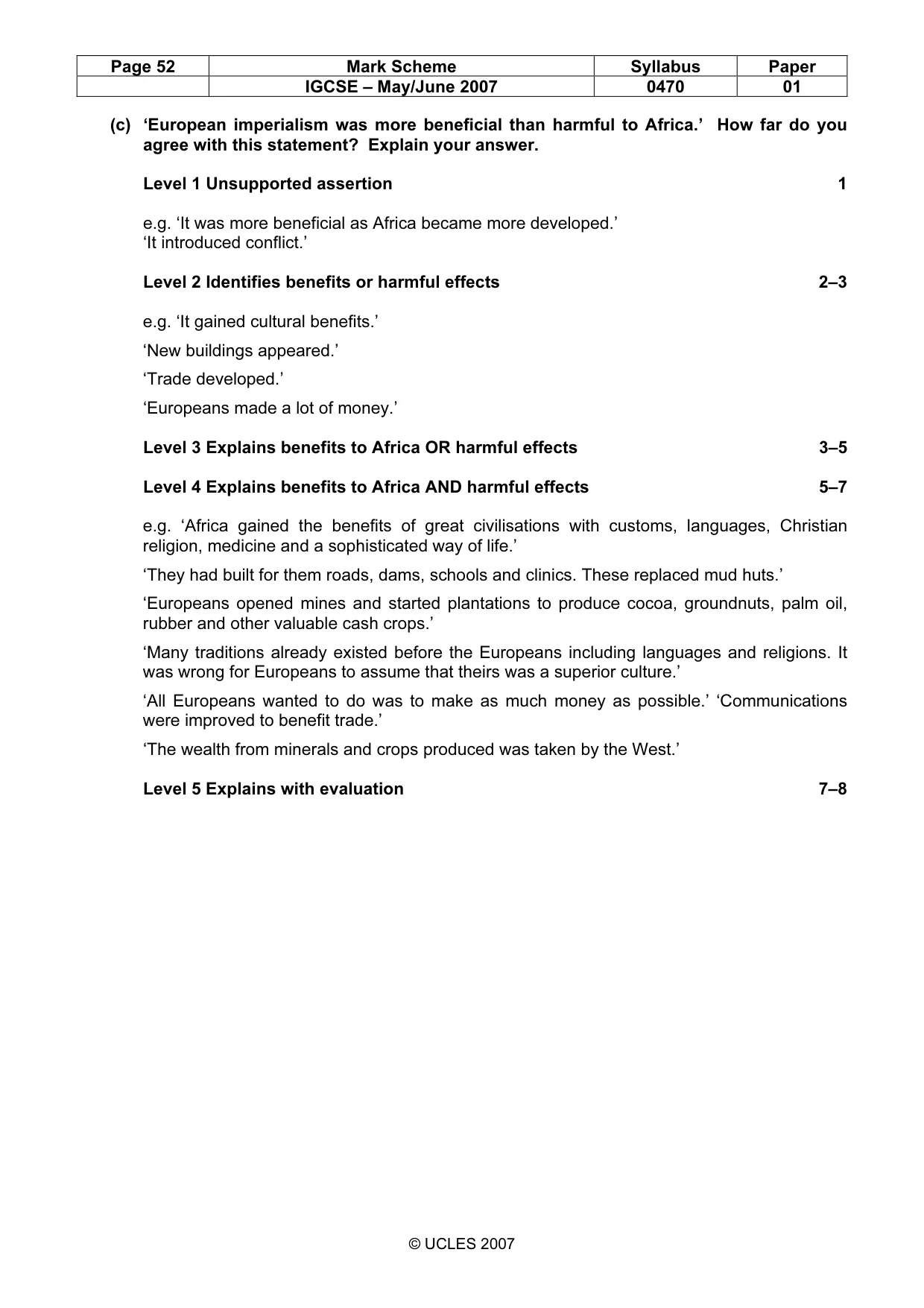 Mark scheme, page 52 of 52