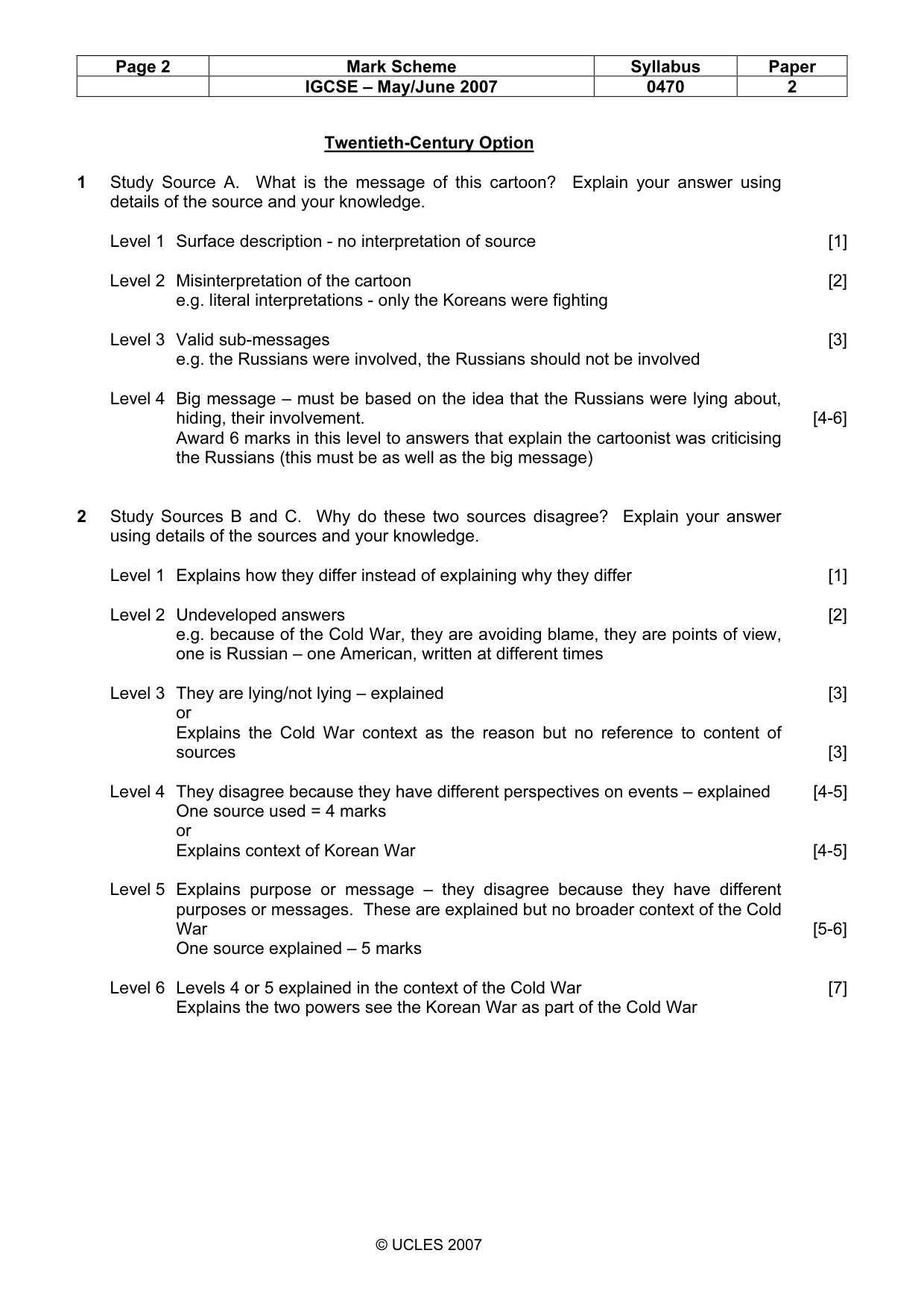 Mark scheme, page 2 of 7