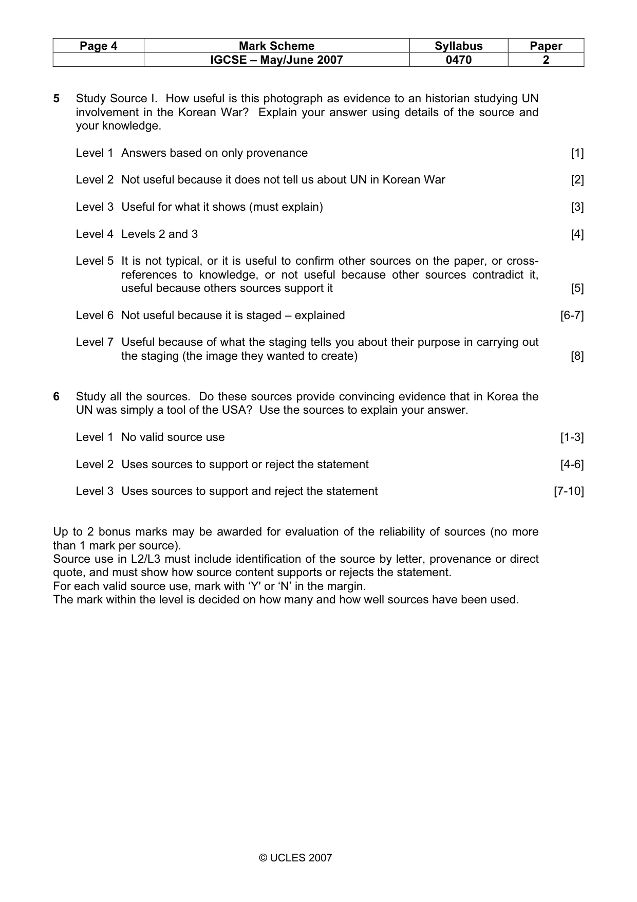 Mark scheme, page 4 of 7