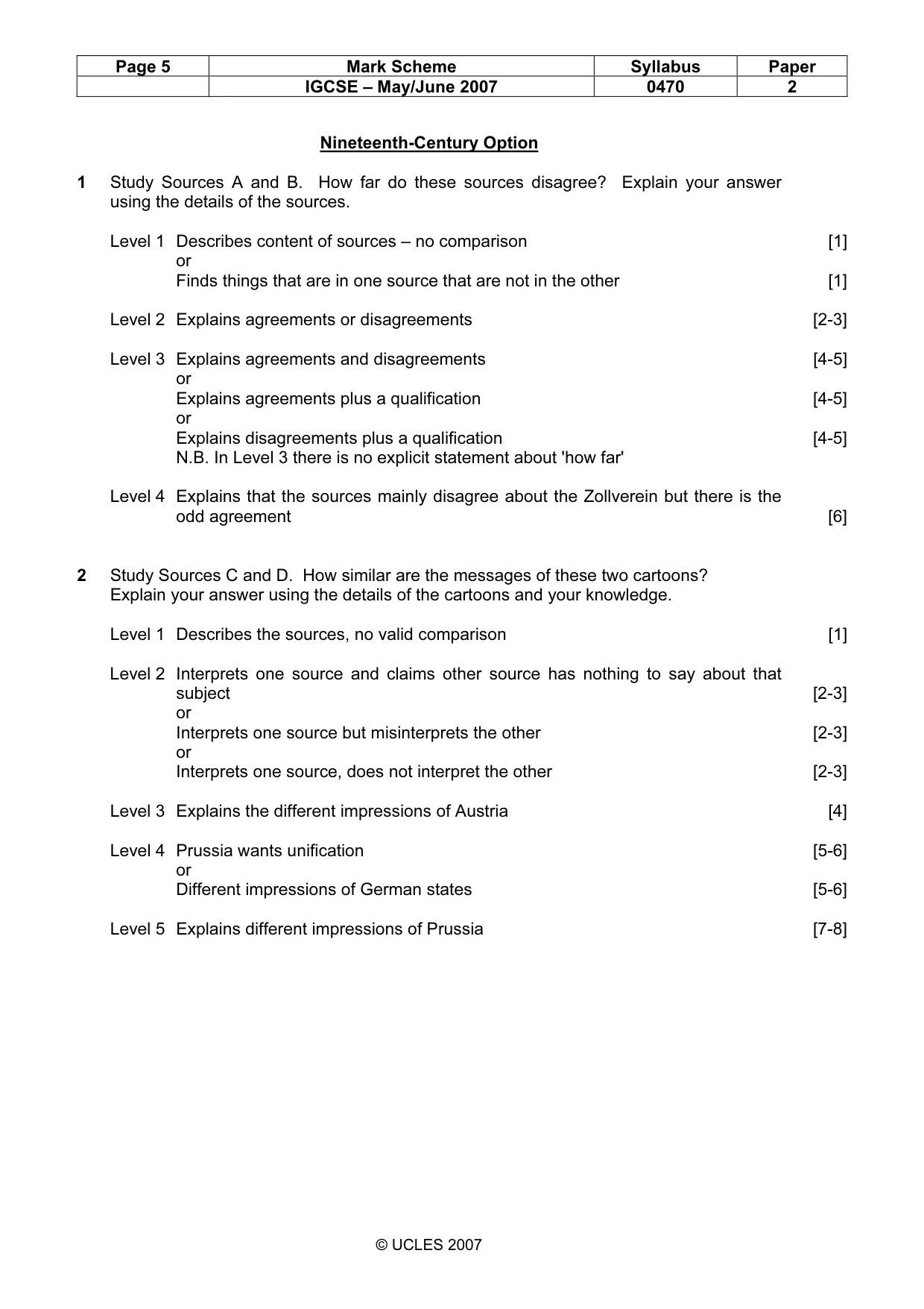 Mark scheme, page 5 of 7