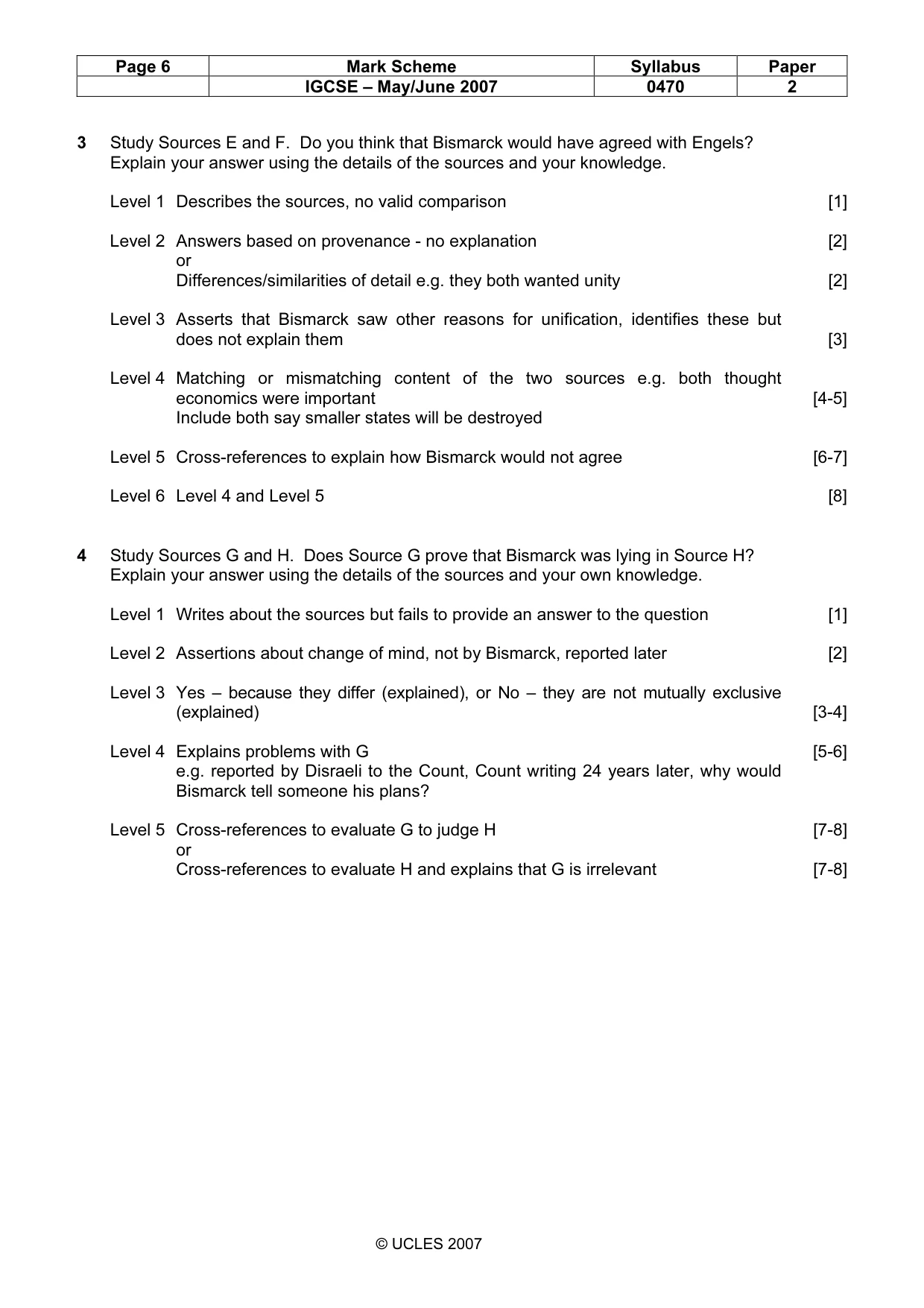 Mark scheme, page 6 of 7
