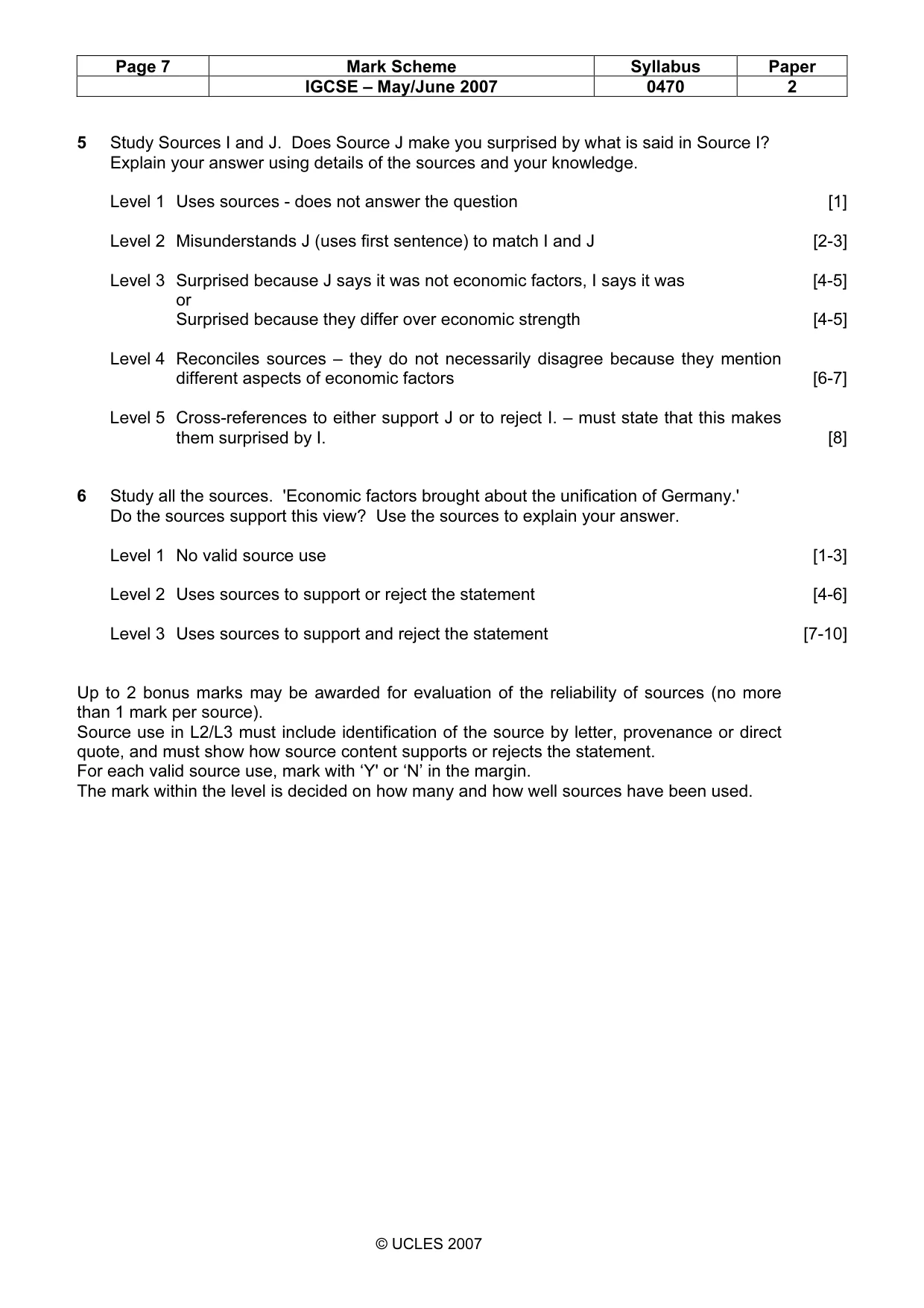 Mark scheme, page 7 of 7