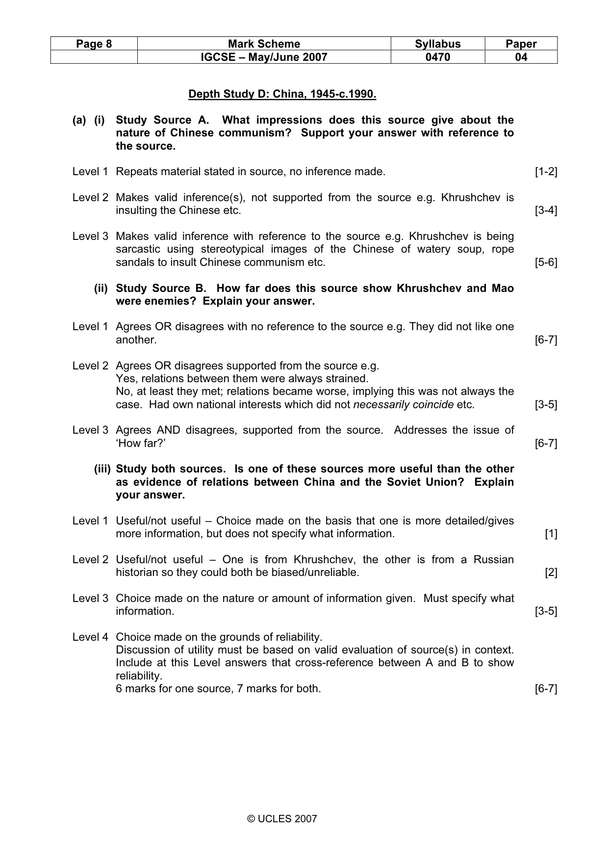 Mark scheme, page 8 of 17