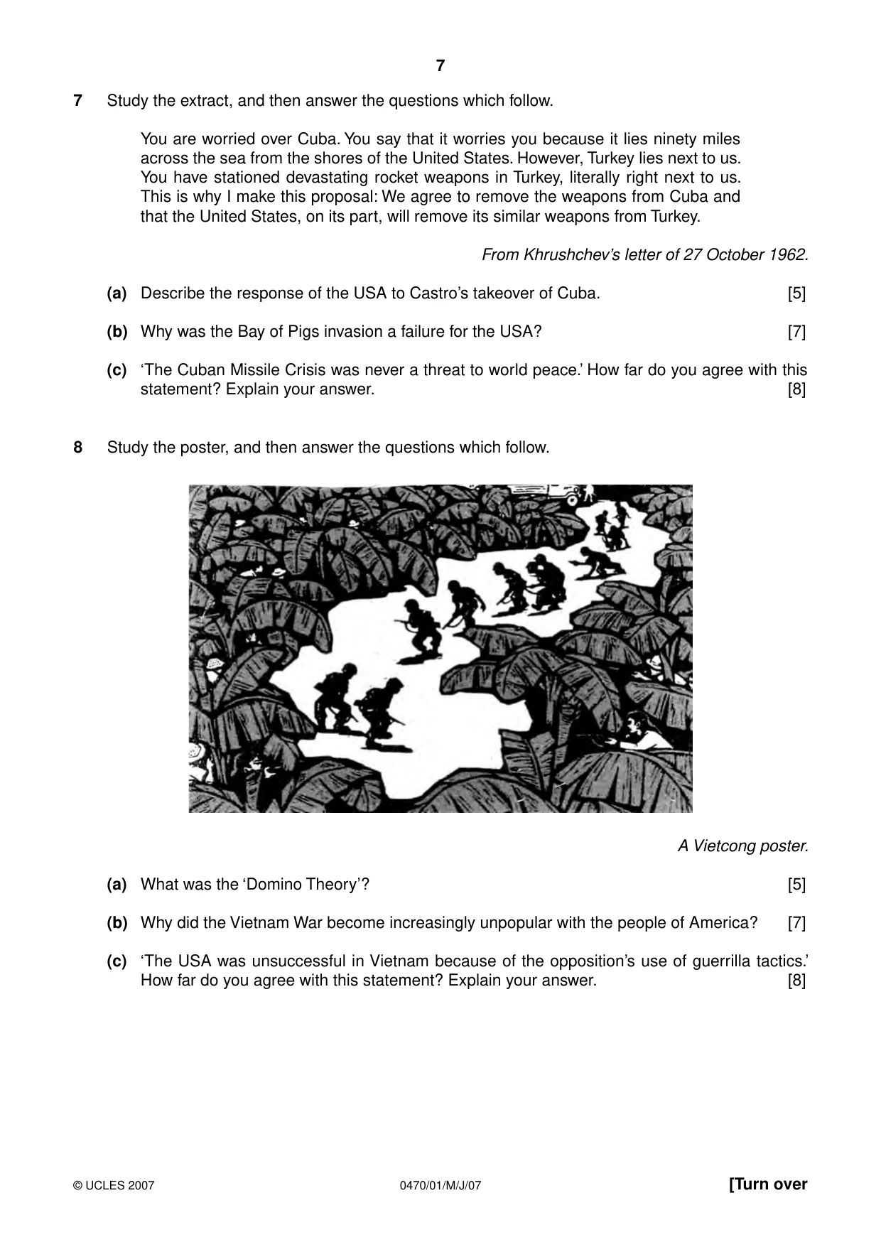 Cambridge IGCSE History 0470 2007 May/June Paper 1 · Variant 1 question paper, page 6 of 19