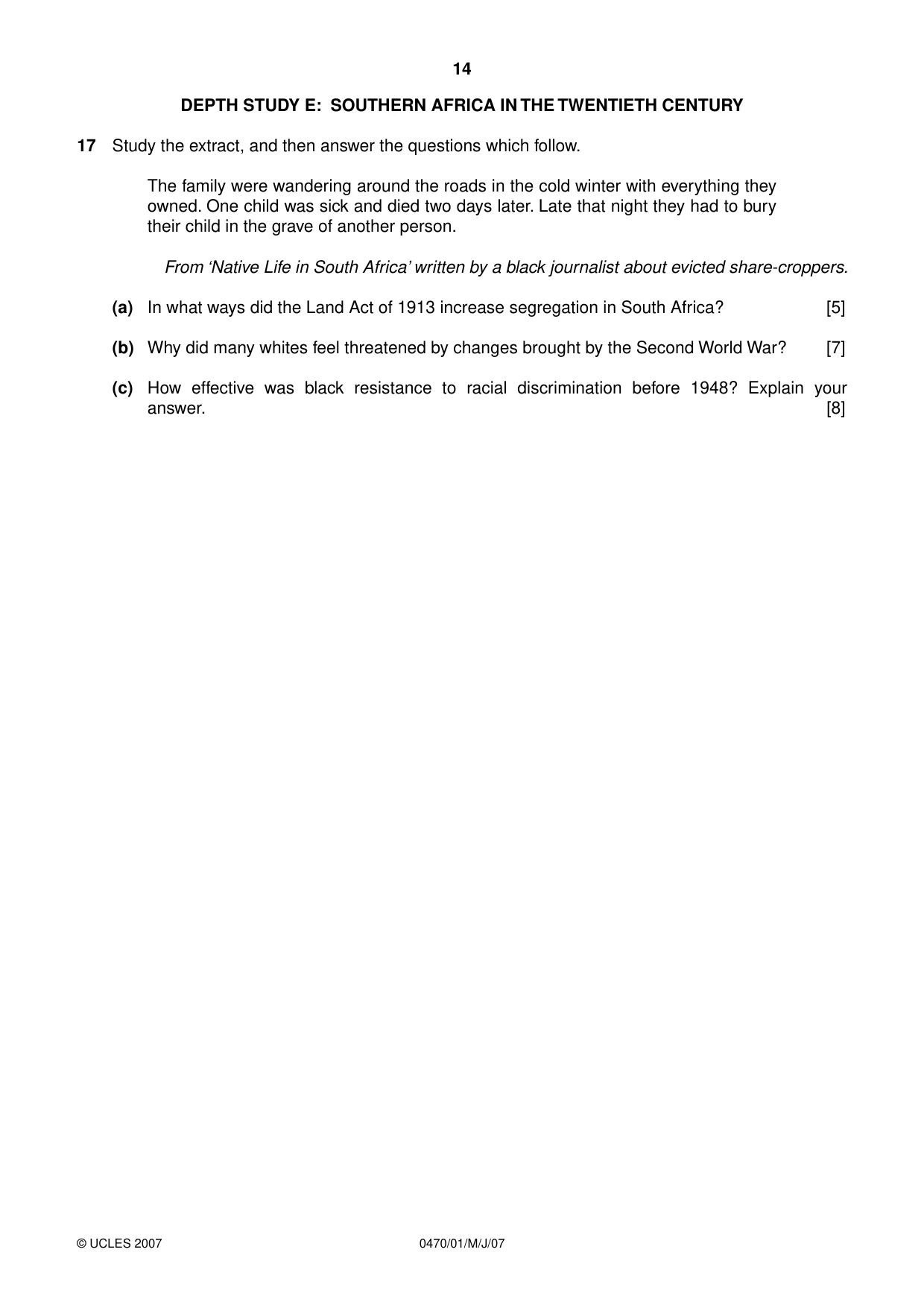 Cambridge IGCSE History 0470 2007 May/June Paper 1 · Variant 1 question paper, page 13 of 19