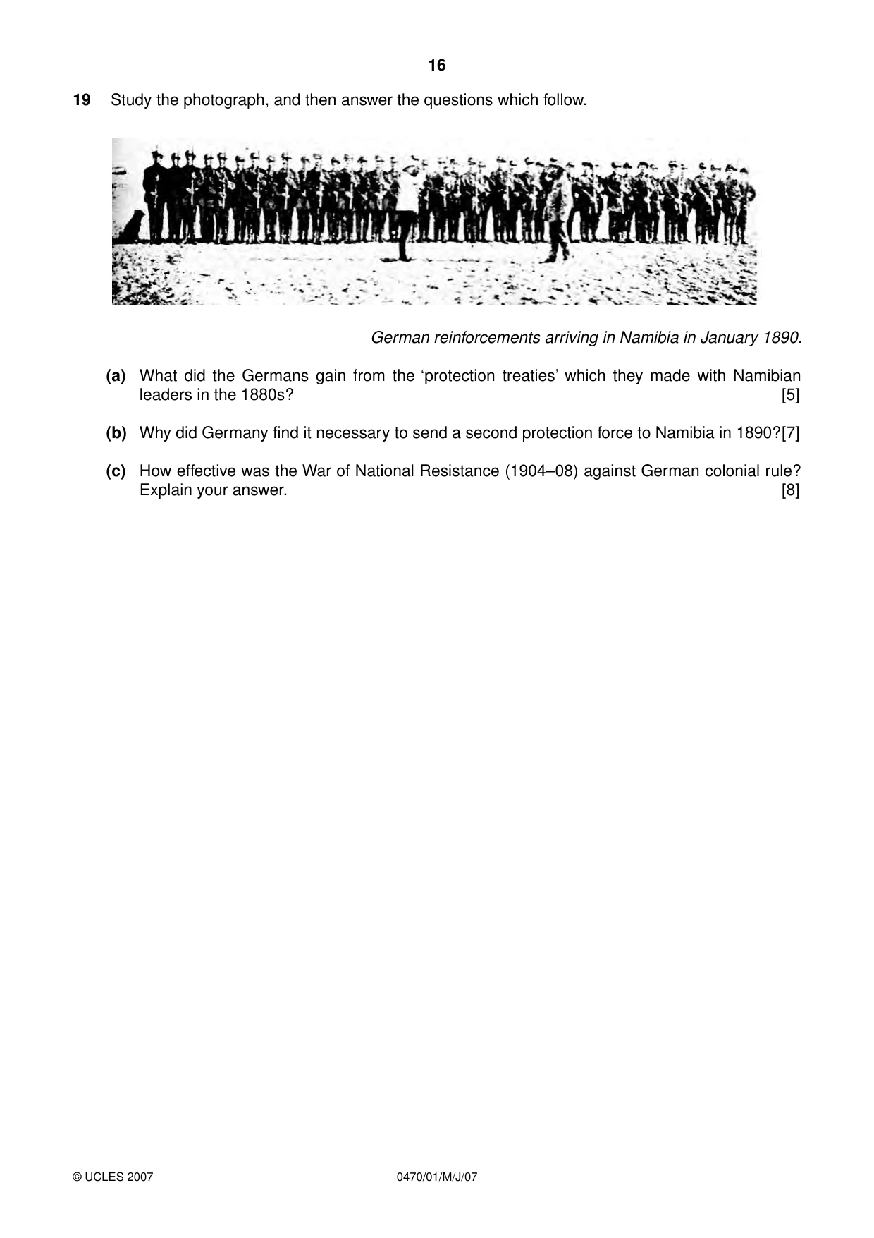 Cambridge IGCSE History 0470 2007 May/June Paper 1 · Variant 1 question paper, page 15 of 19