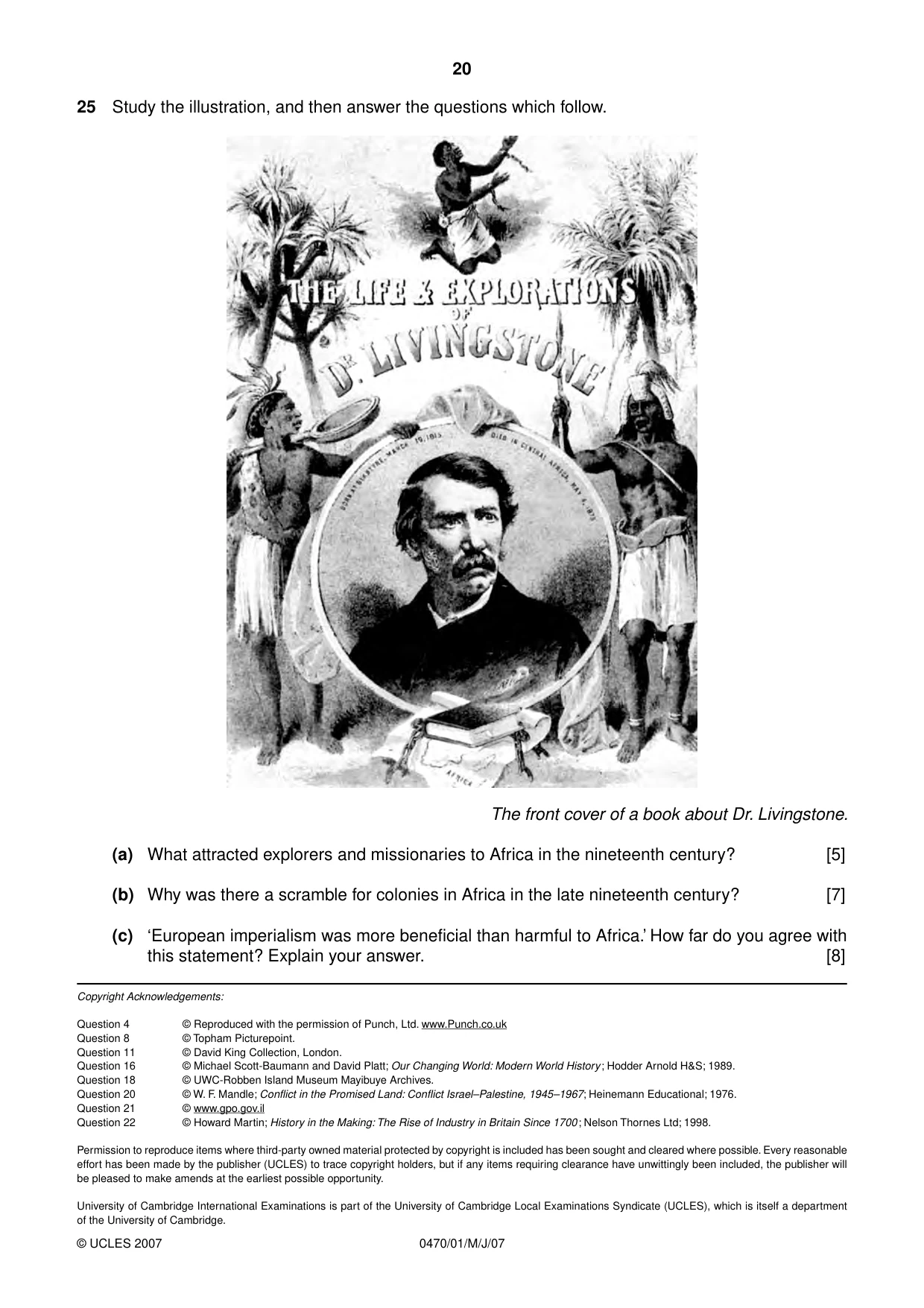 Cambridge IGCSE History 0470 2007 May/June Paper 1 · Variant 1 question paper, page 19 of 19