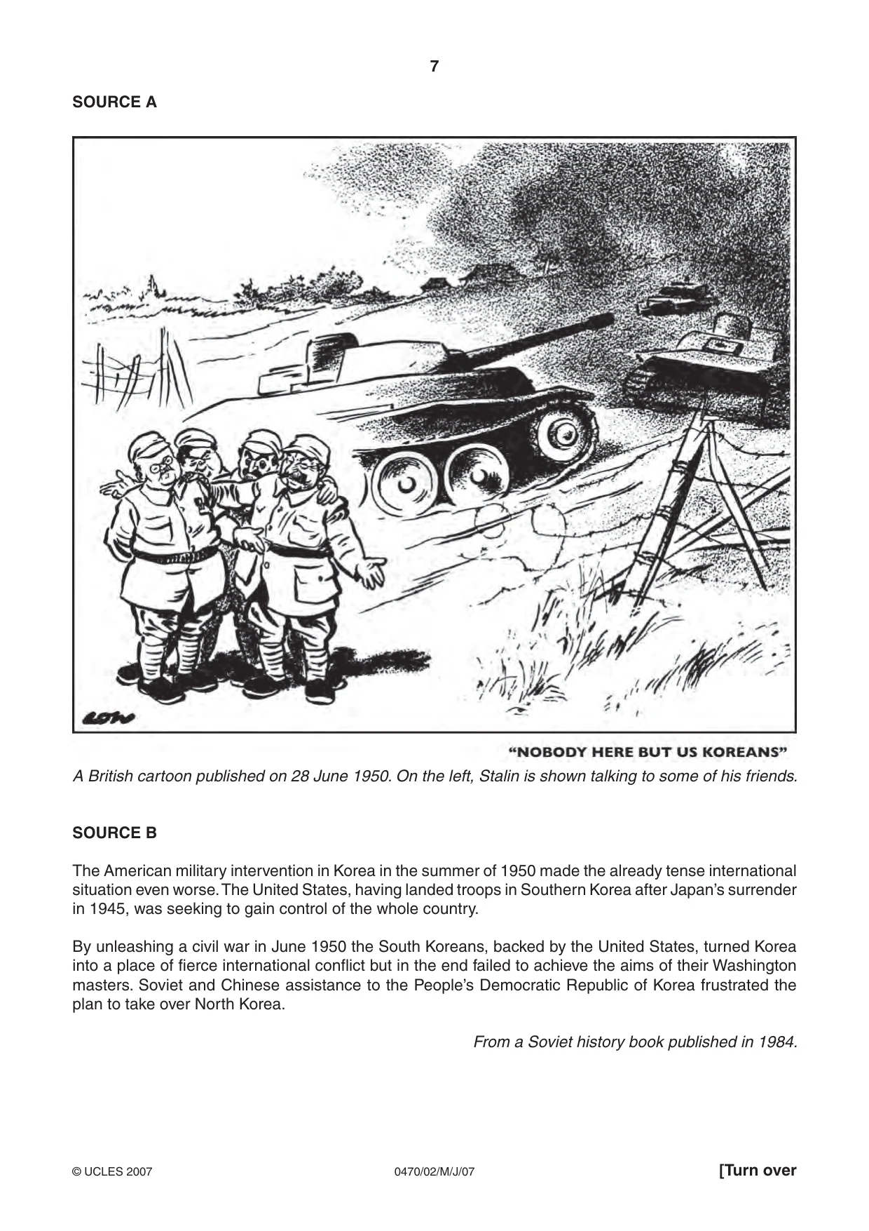 Cambridge IGCSE History 0470 2007 May/June Paper 2 · Variant 1 question paper, page 7 of 12