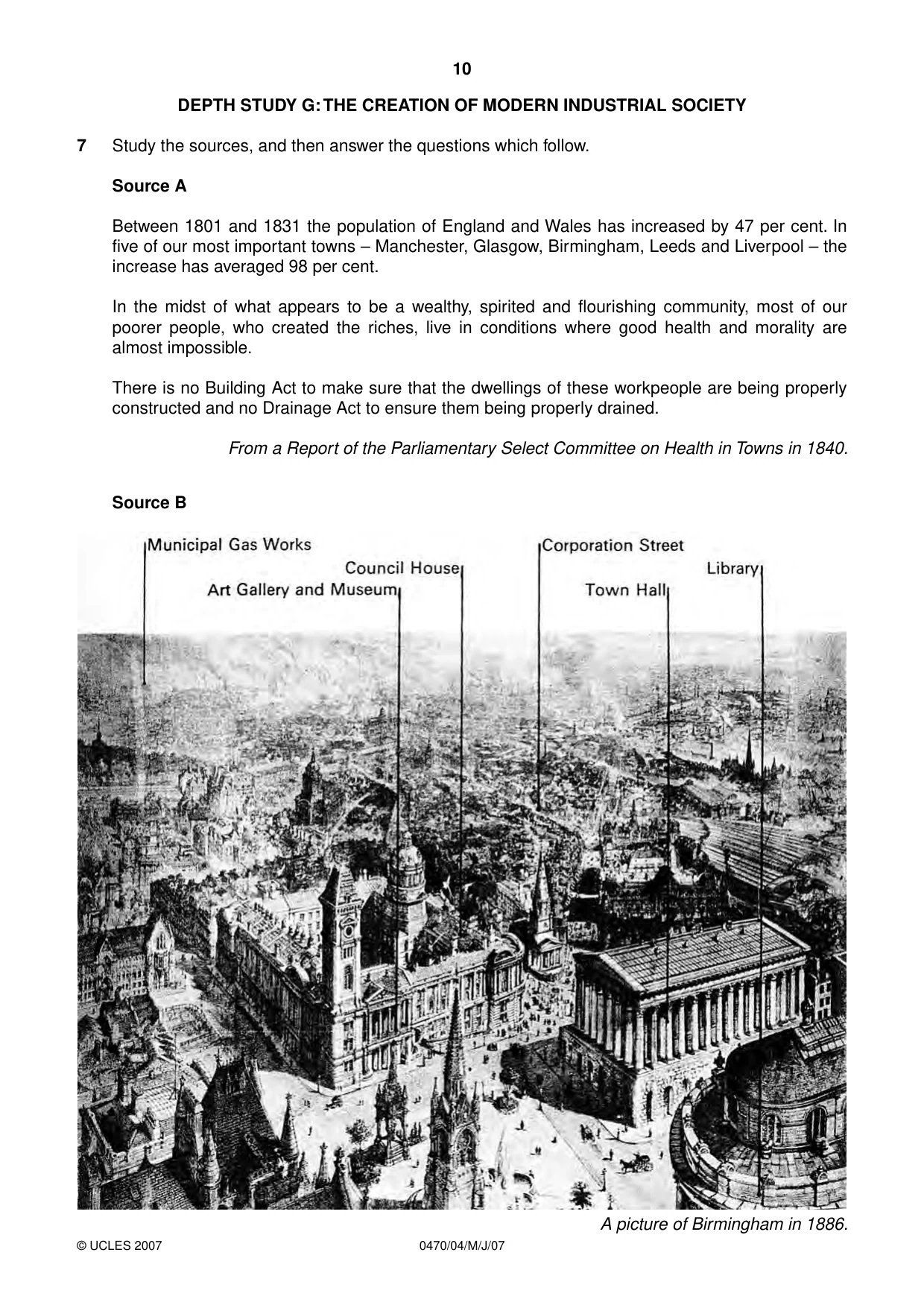 Cambridge IGCSE History 0470 2007 May/June Paper 4 · Variant 1 question paper, page 10 of 16