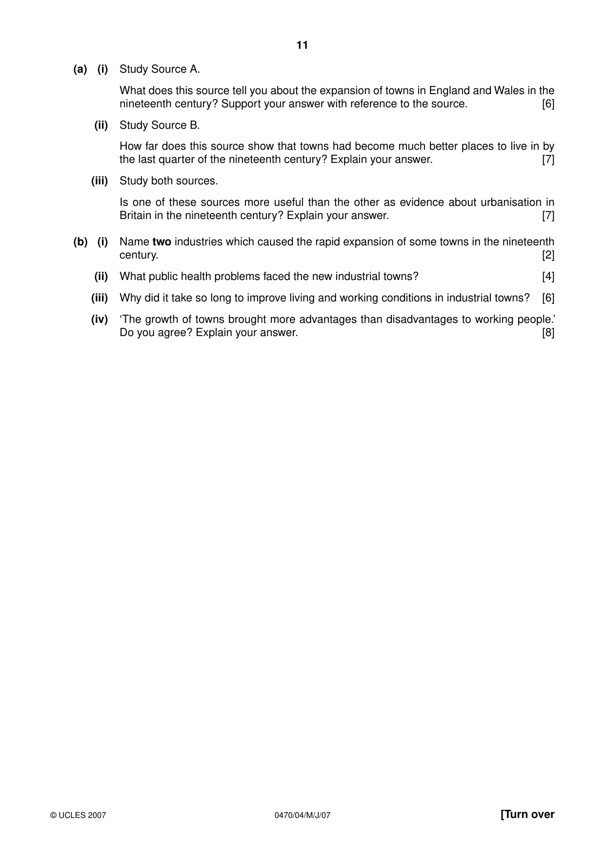 Cambridge IGCSE History 0470 2007 May/June Paper 4 · Variant 1 question paper, page 11 of 16