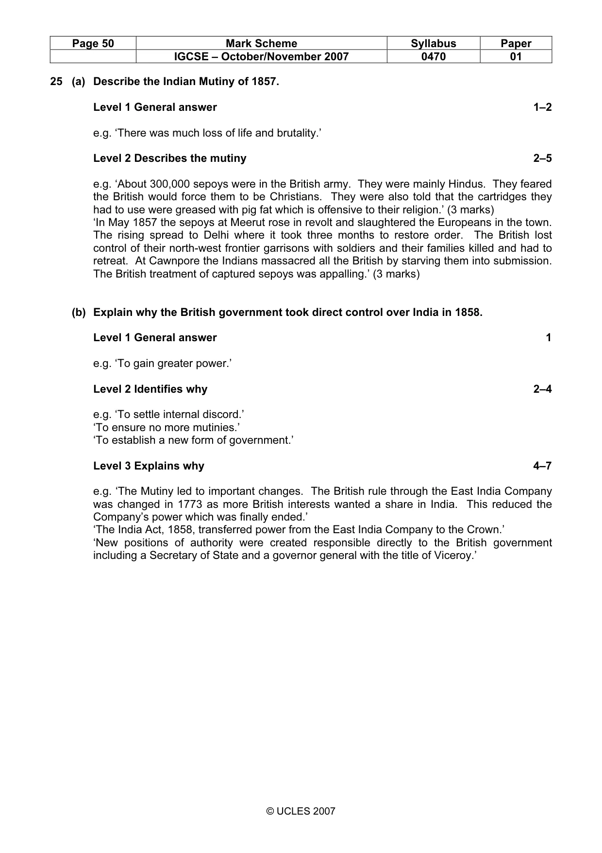 Mark scheme, page 50 of 51