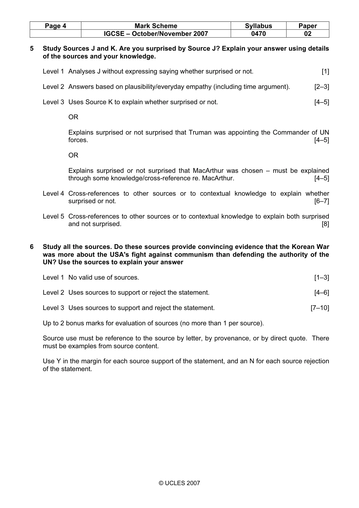 Mark scheme, page 4 of 7