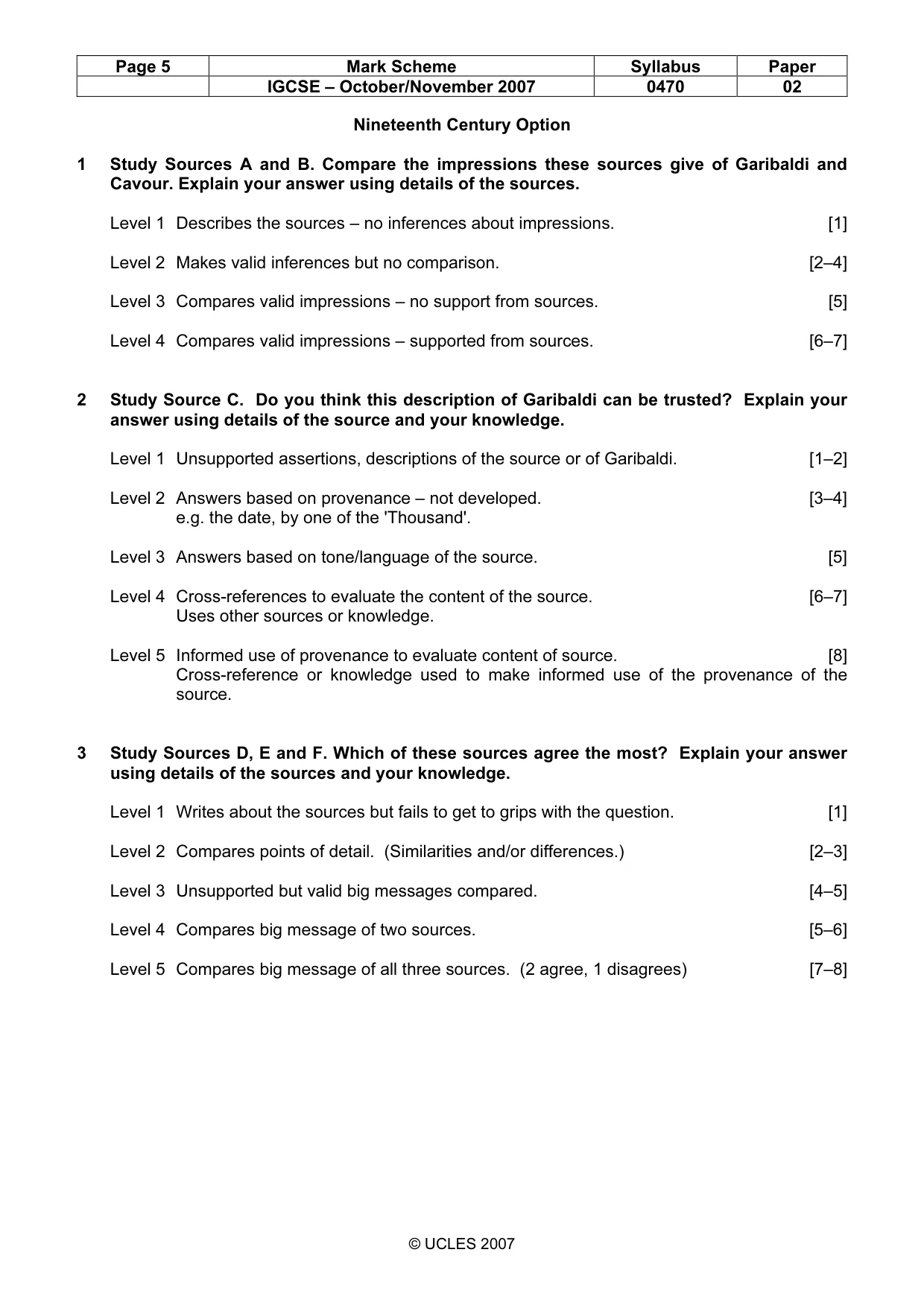 Mark scheme, page 5 of 7