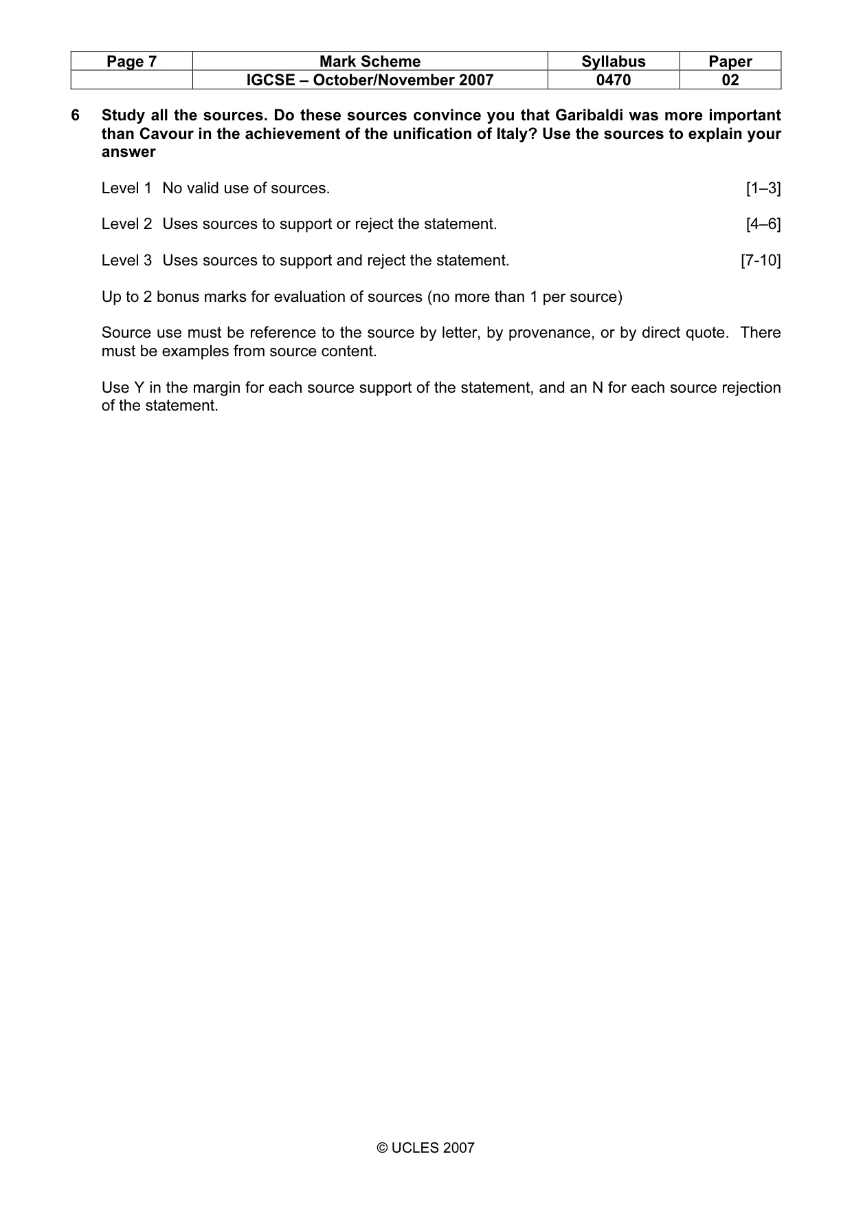 Mark scheme, page 7 of 7