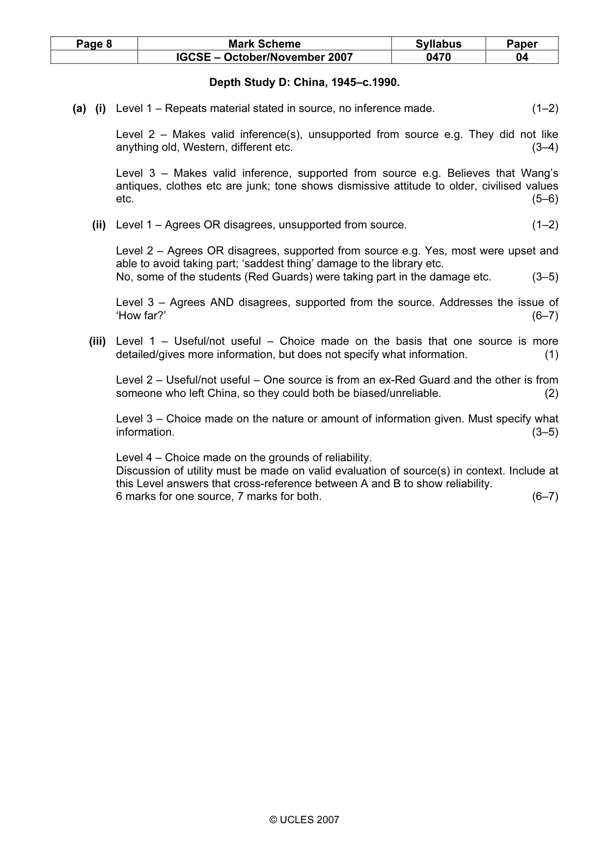 Mark scheme, page 8 of 17