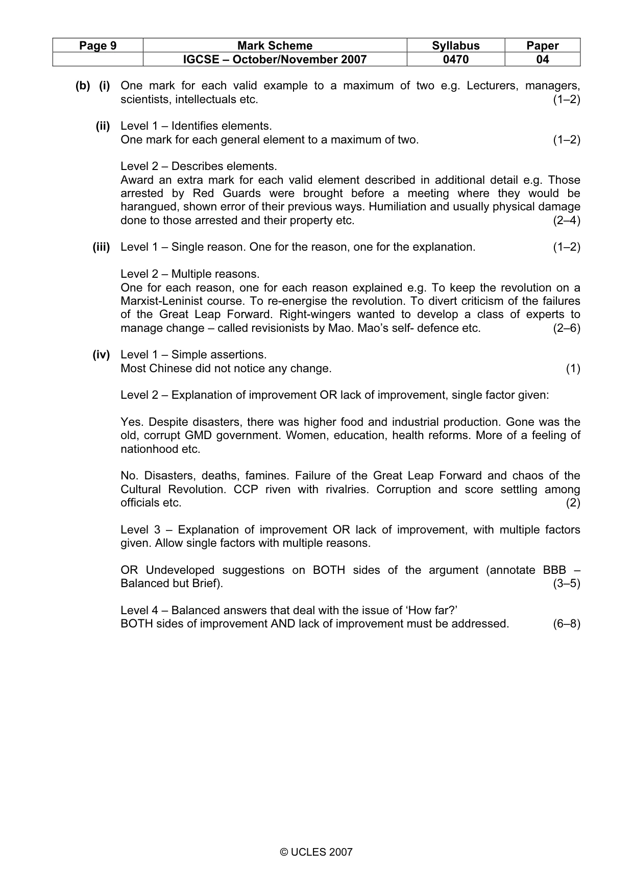 Mark scheme, page 9 of 17