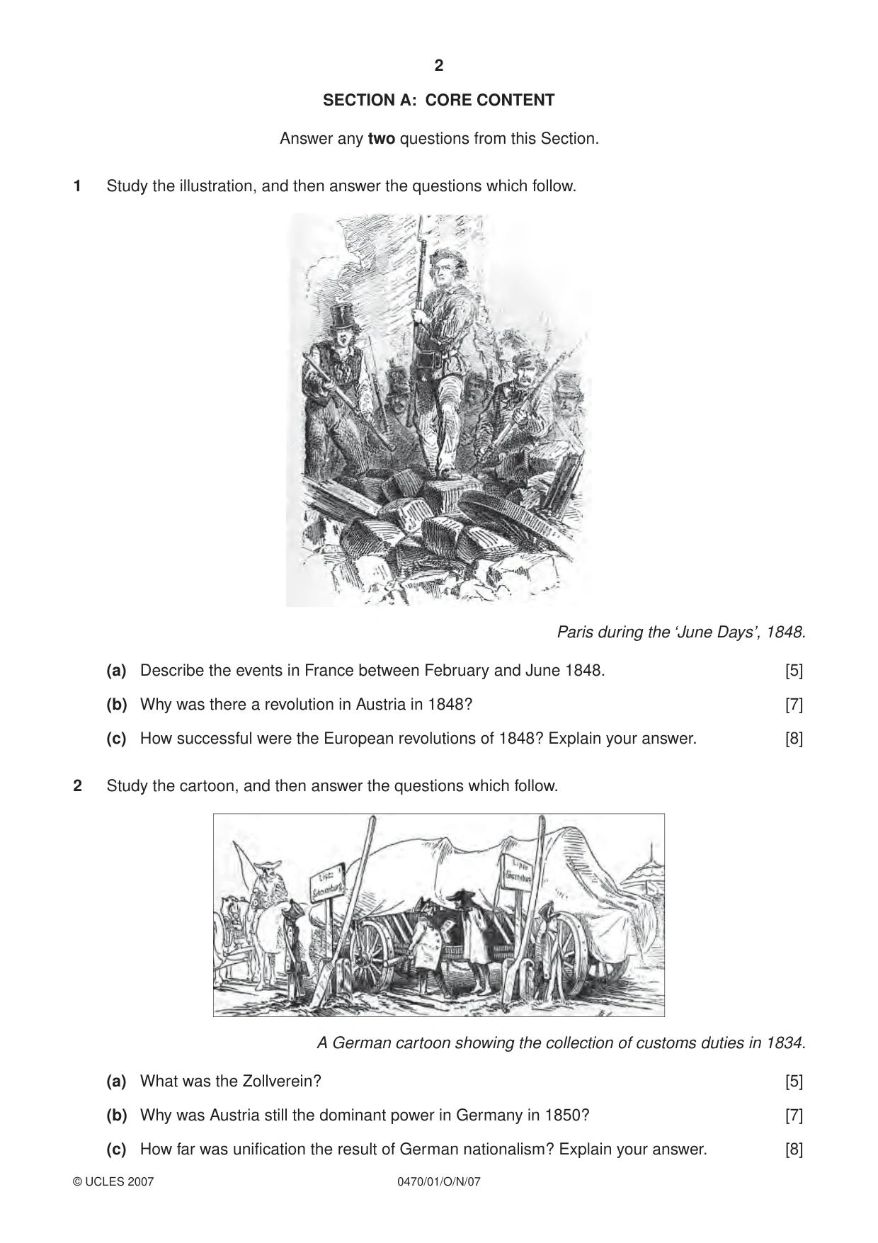 Cambridge IGCSE History 0470 2007 Oct/Nov Paper 1 · Variant 1 question paper, page 2 of 16