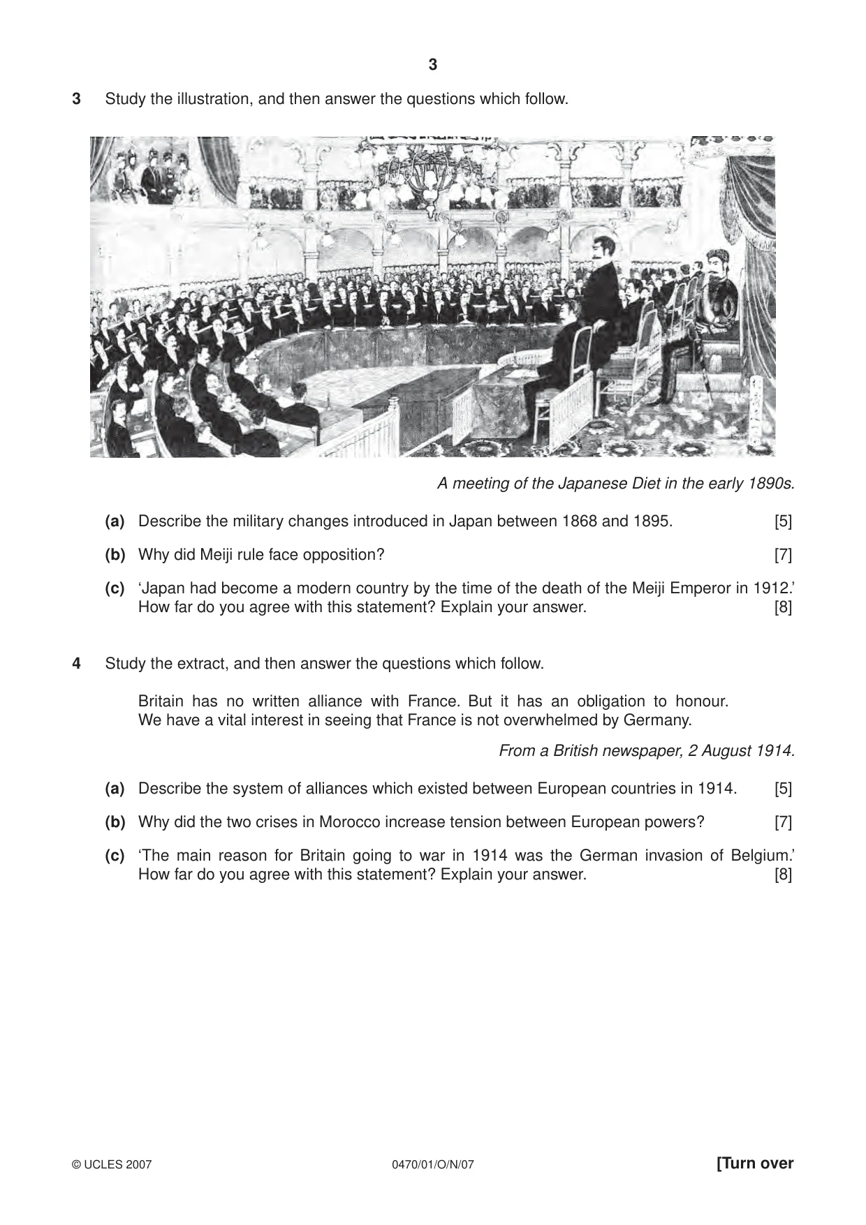 Cambridge IGCSE History 0470 2007 Oct/Nov Paper 1 · Variant 1 question paper, page 3 of 16