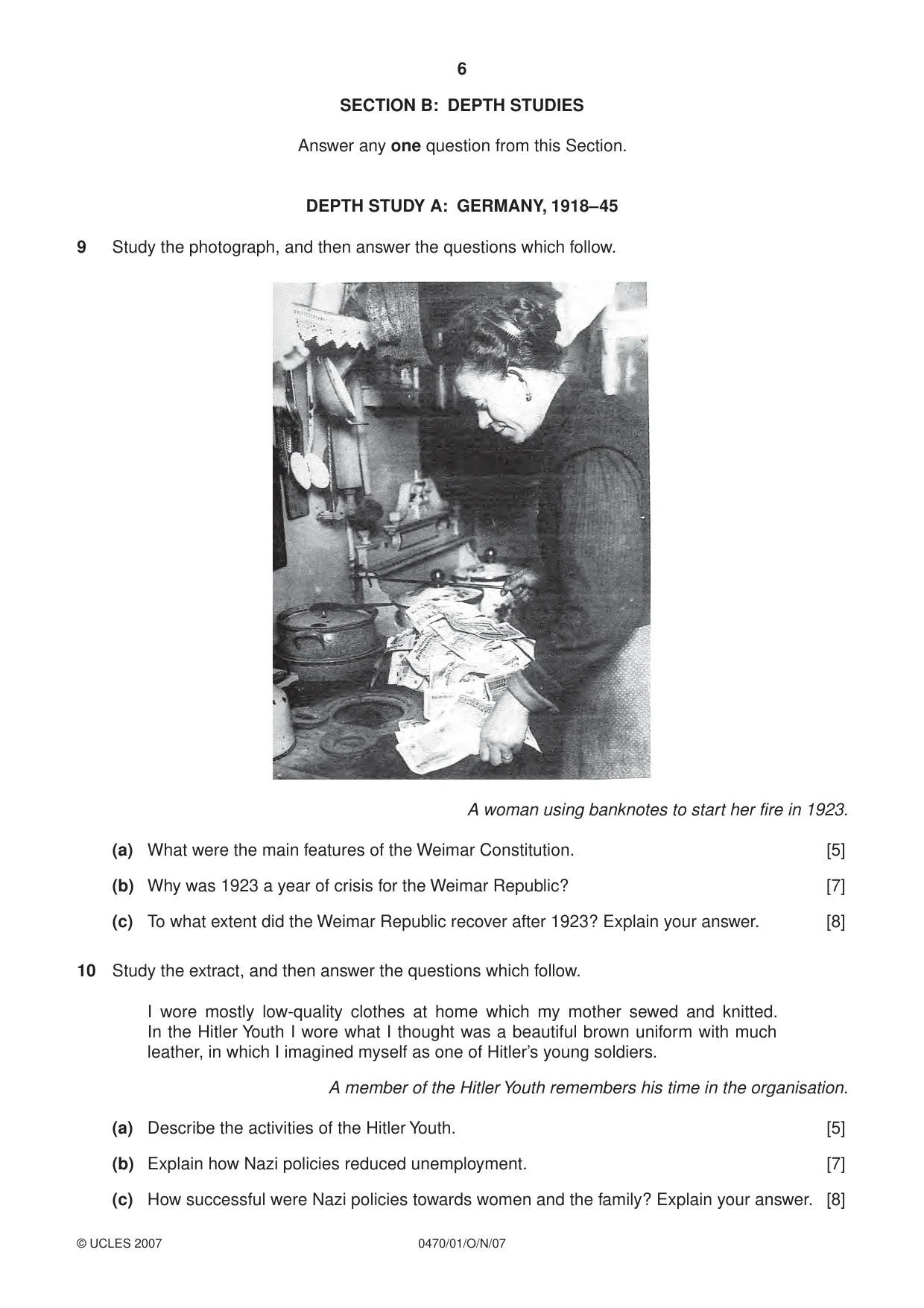 Cambridge IGCSE History 0470 2007 Oct/Nov Paper 1 · Variant 1 question paper, page 6 of 16