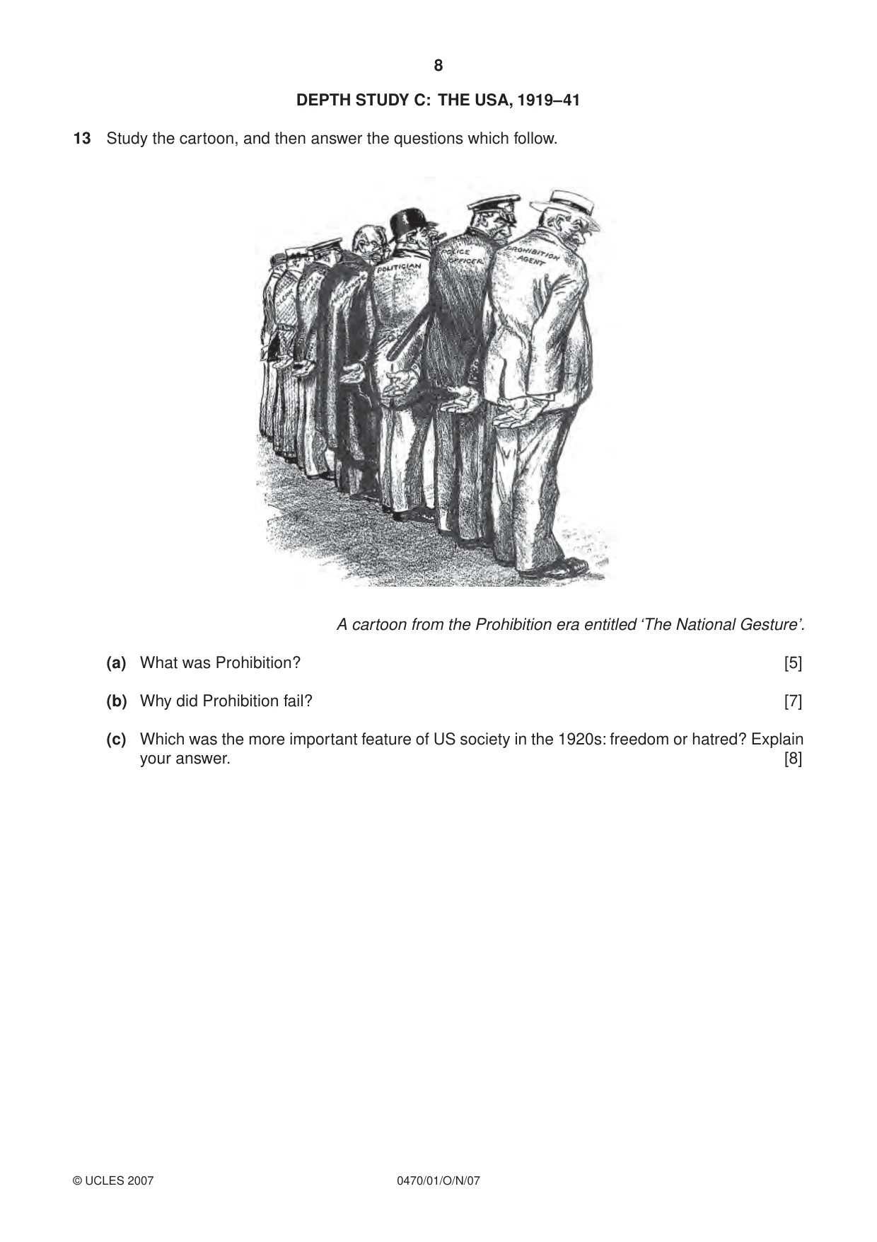 Cambridge IGCSE History 0470 2007 Oct/Nov Paper 1 · Variant 1 question paper, page 8 of 16