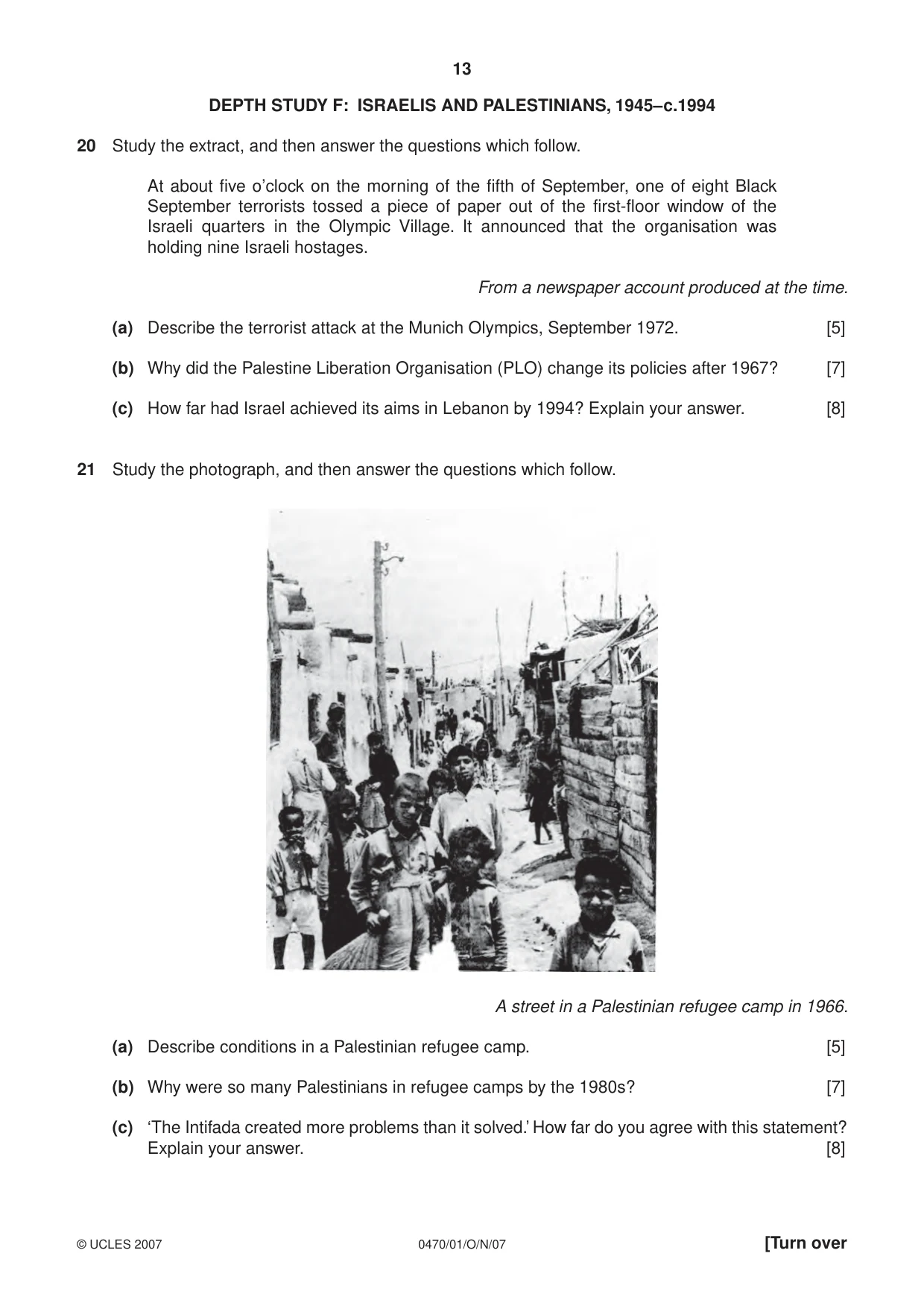 Cambridge IGCSE History 0470 2007 Oct/Nov Paper 1 · Variant 1 question paper, page 13 of 16