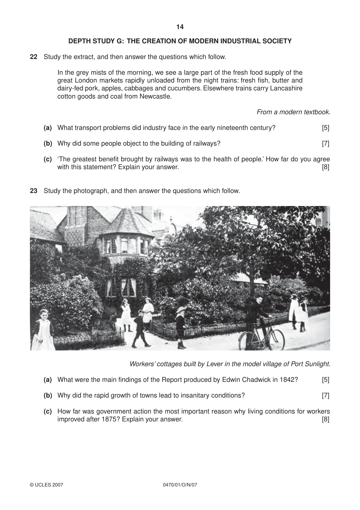 Cambridge IGCSE History 0470 2007 Oct/Nov Paper 1 · Variant 1 question paper, page 14 of 16