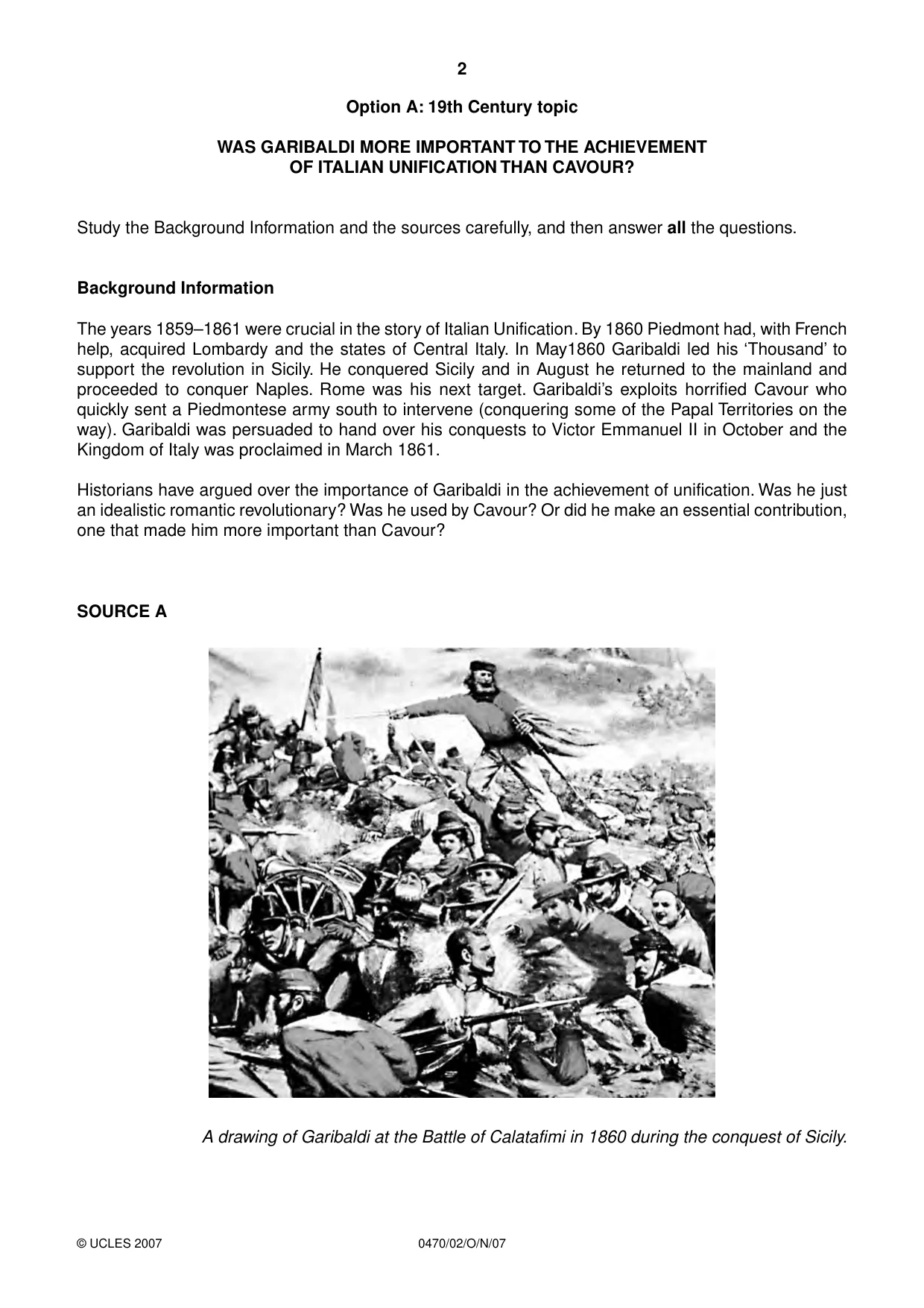 Cambridge IGCSE History 0470 2007 Oct/Nov Paper 2 · Variant 1 question paper, page 2 of 12